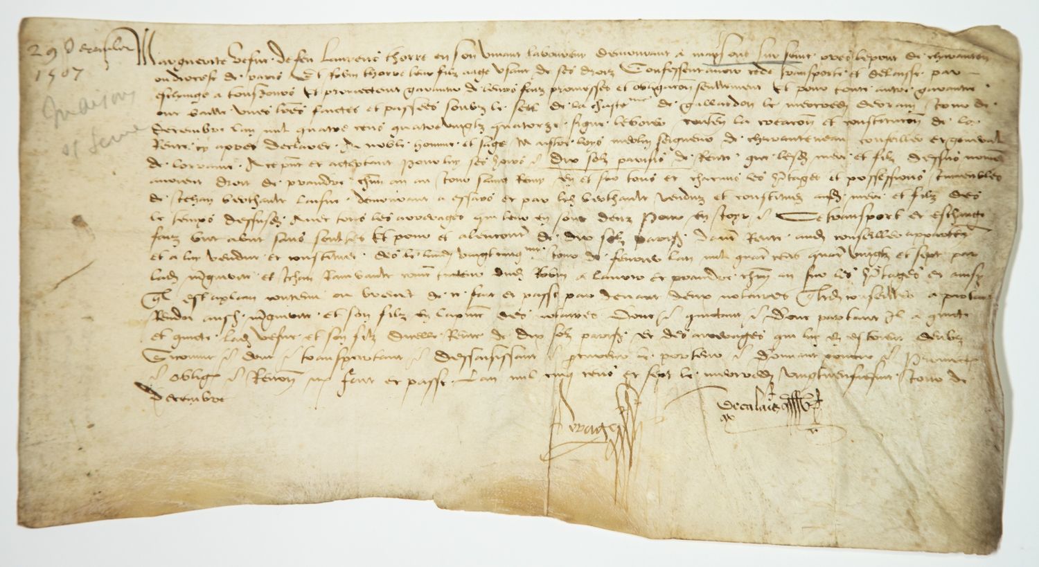 Null MAISONS ALFORT (94). Charte passée le 29 Décembre 1507. MARGUERITE Veuve de&hellip;