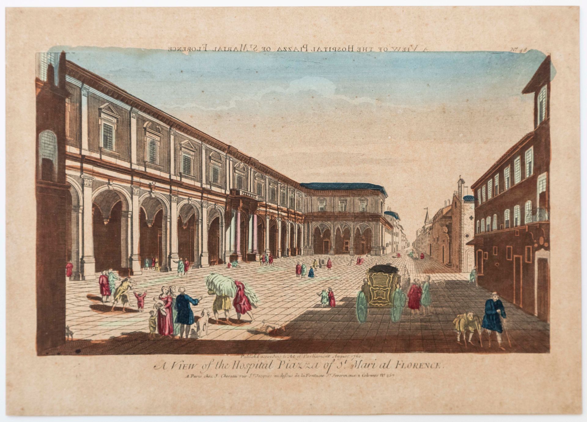 Null ITALIE. FLORENCE ; « A View of the Hospital Piazza of St Maria al Florence &hellip;