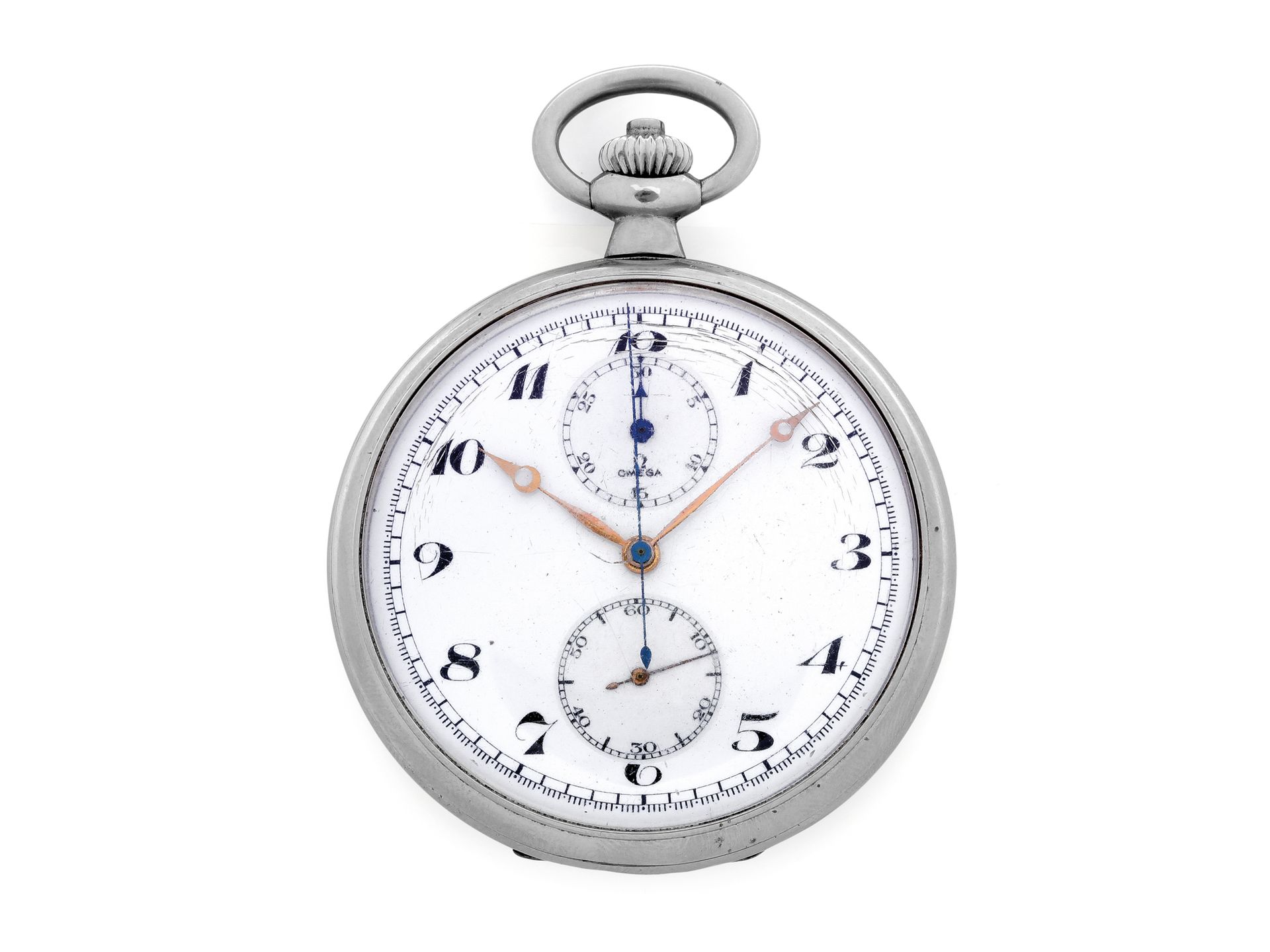 OMEGA Taschenchronograph
Taschenchronographenuhr aus Stahl mit mechanischem Uhrw&hellip;