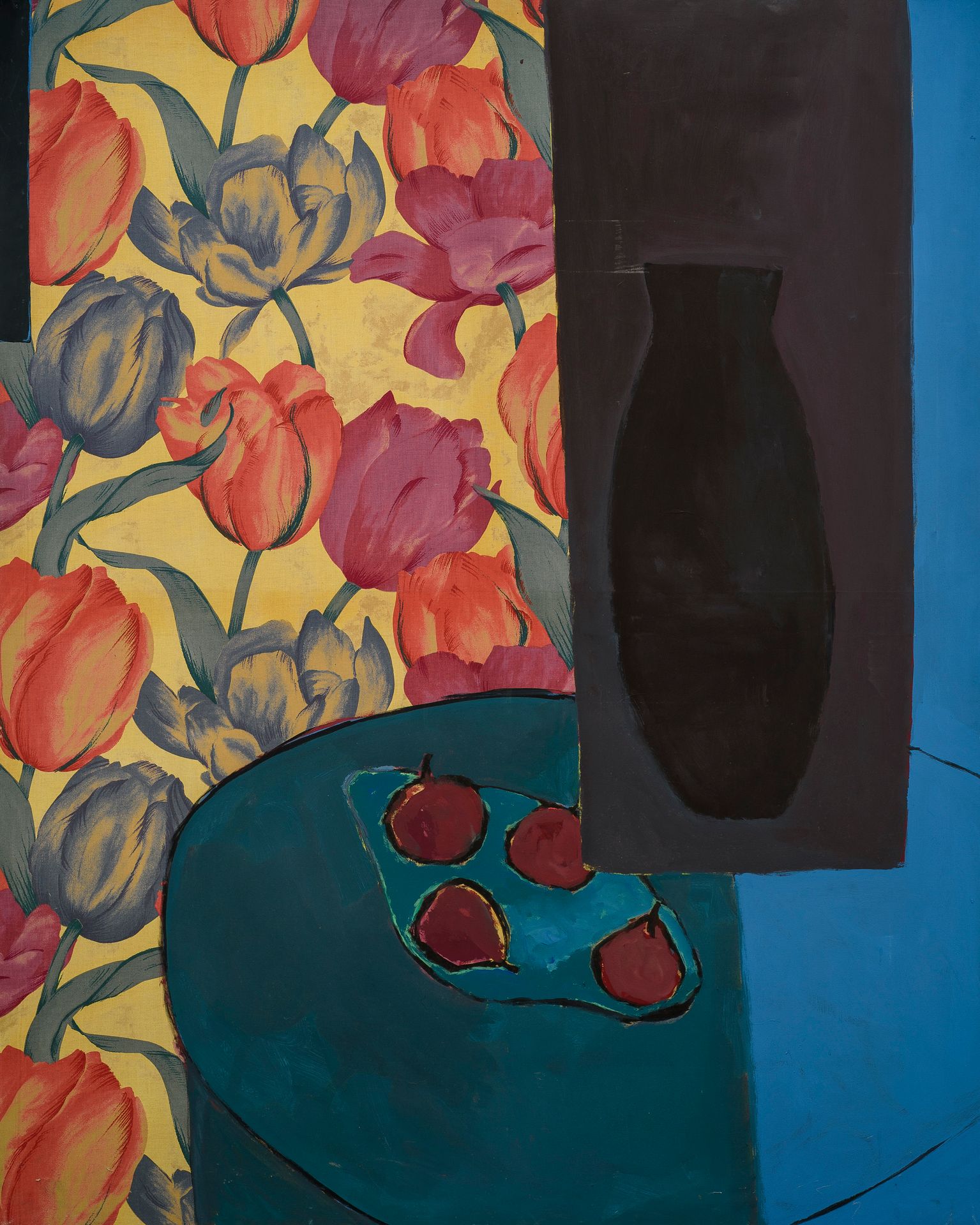 Null 杰奎琳-盖农 (生于1951年)

静物，1993年

印花布上的丙烯颜料

160 x 130 cm
