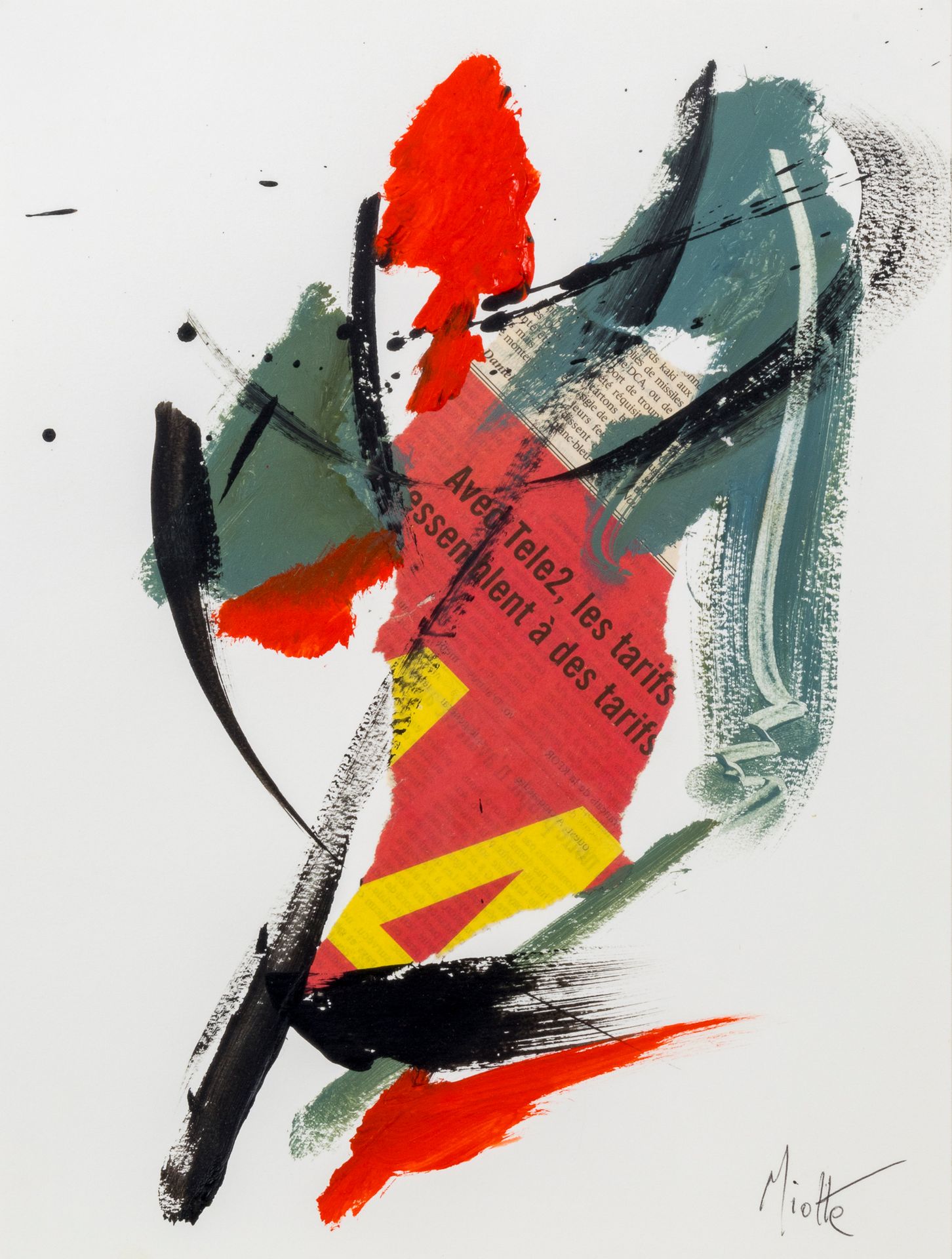 Jean MIOTTE (1926-2016) Composition, 2000 Acrylique et collage sur papier Signée&hellip;