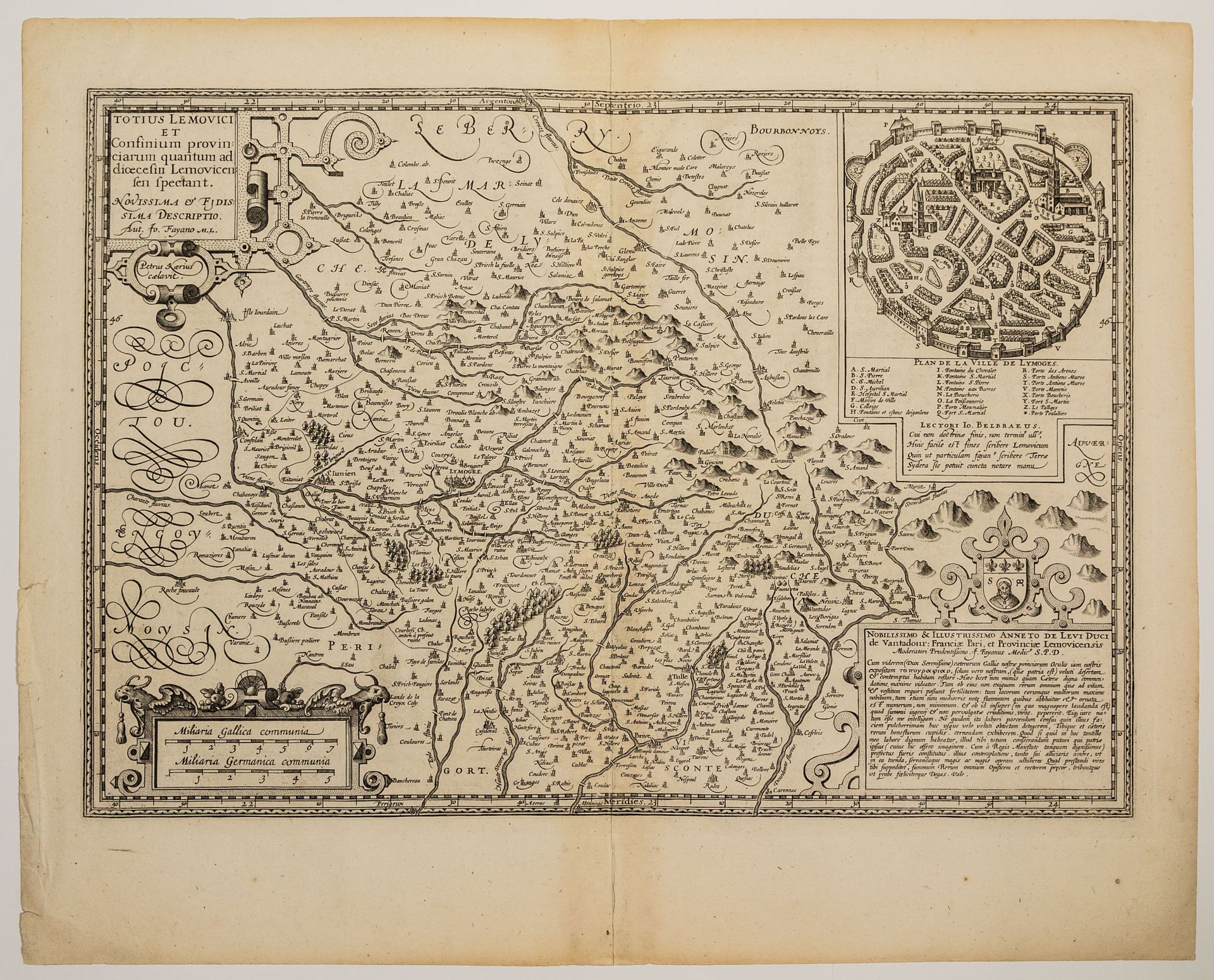 Null 99 - HAUTE-VIENNE CORRÈZE. Mapa del siglo XVII: región de LIMOGES. "Totia L&hellip;