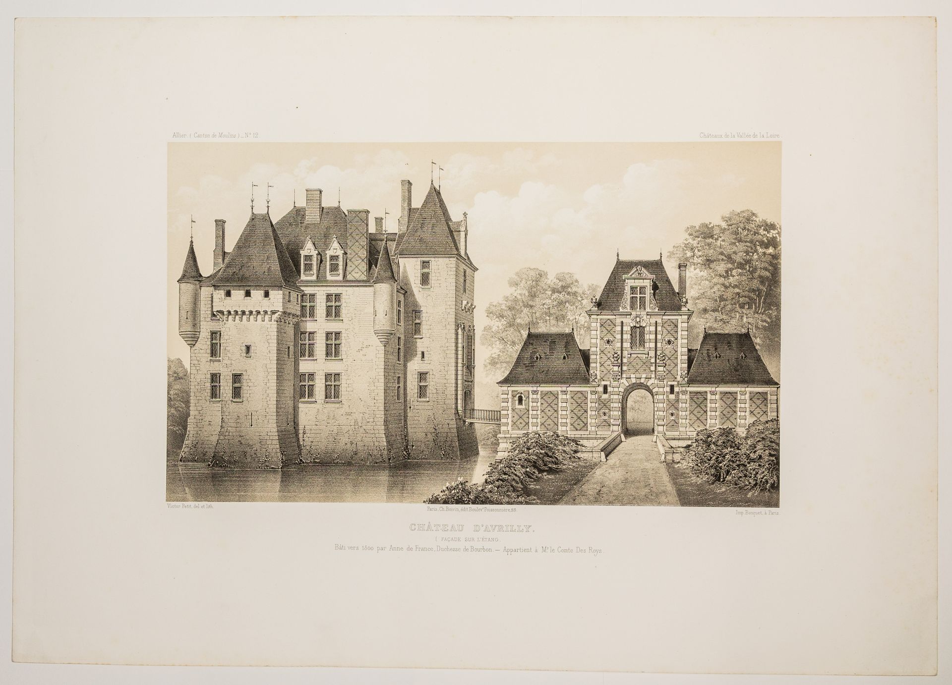 Null 71 - ALLIER. View of the "CHÂTEAU D'AVRILLY, facade on the pond. Built arou&hellip;