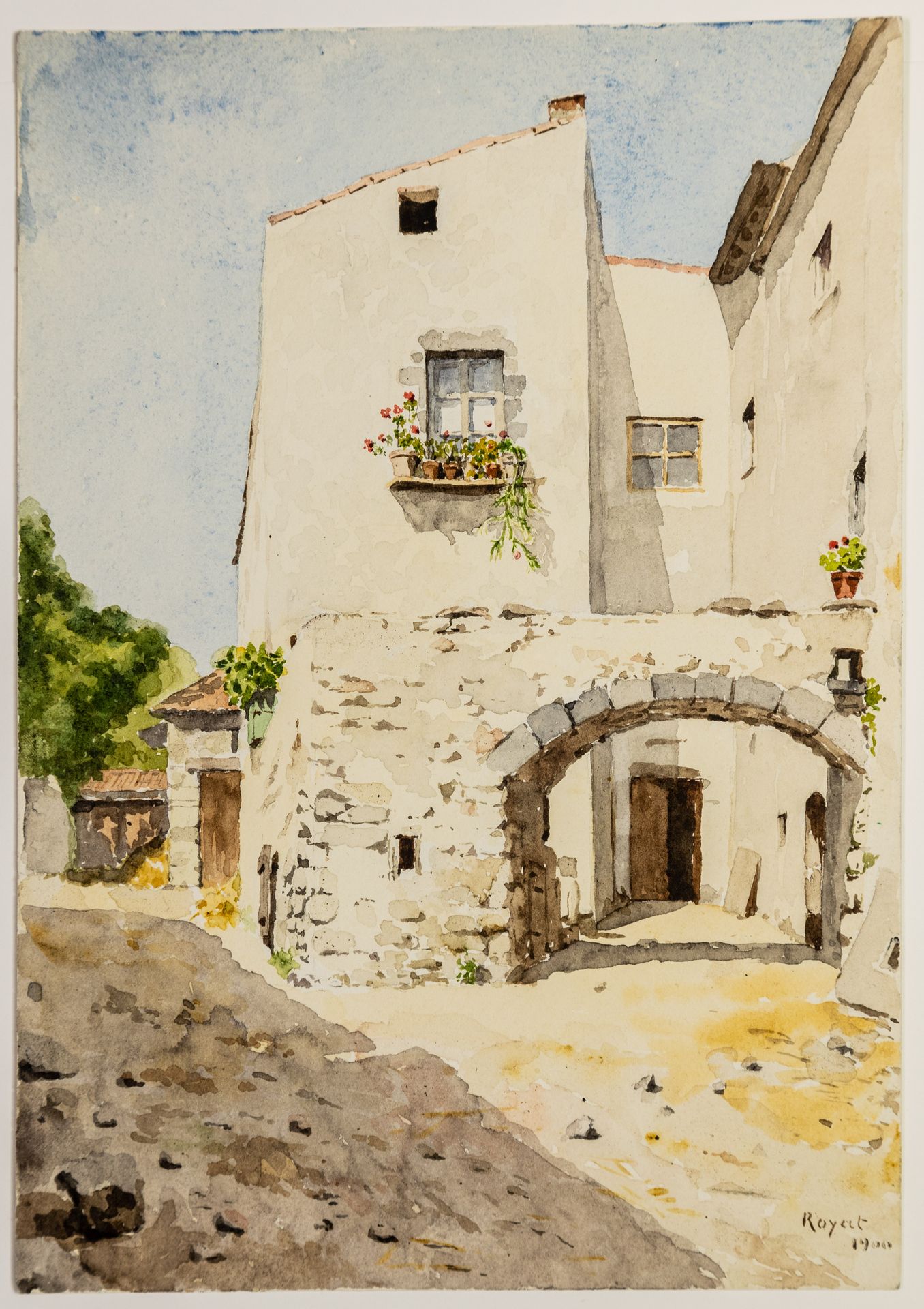 Null 97 - PUY-DE-DÔME. Ansicht eines Hauses in ROYAT.1900. Schönes Aquarell, auf&hellip;