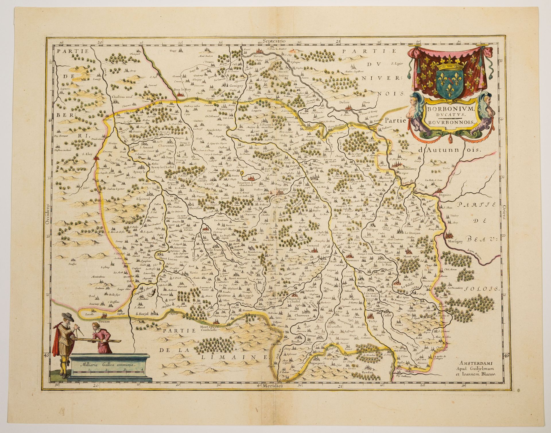 Null 70 - ALLIER. Carte XVIIe du BOURBONNAIS, Imprimé à Amsterdam, chez Guillaum&hellip;