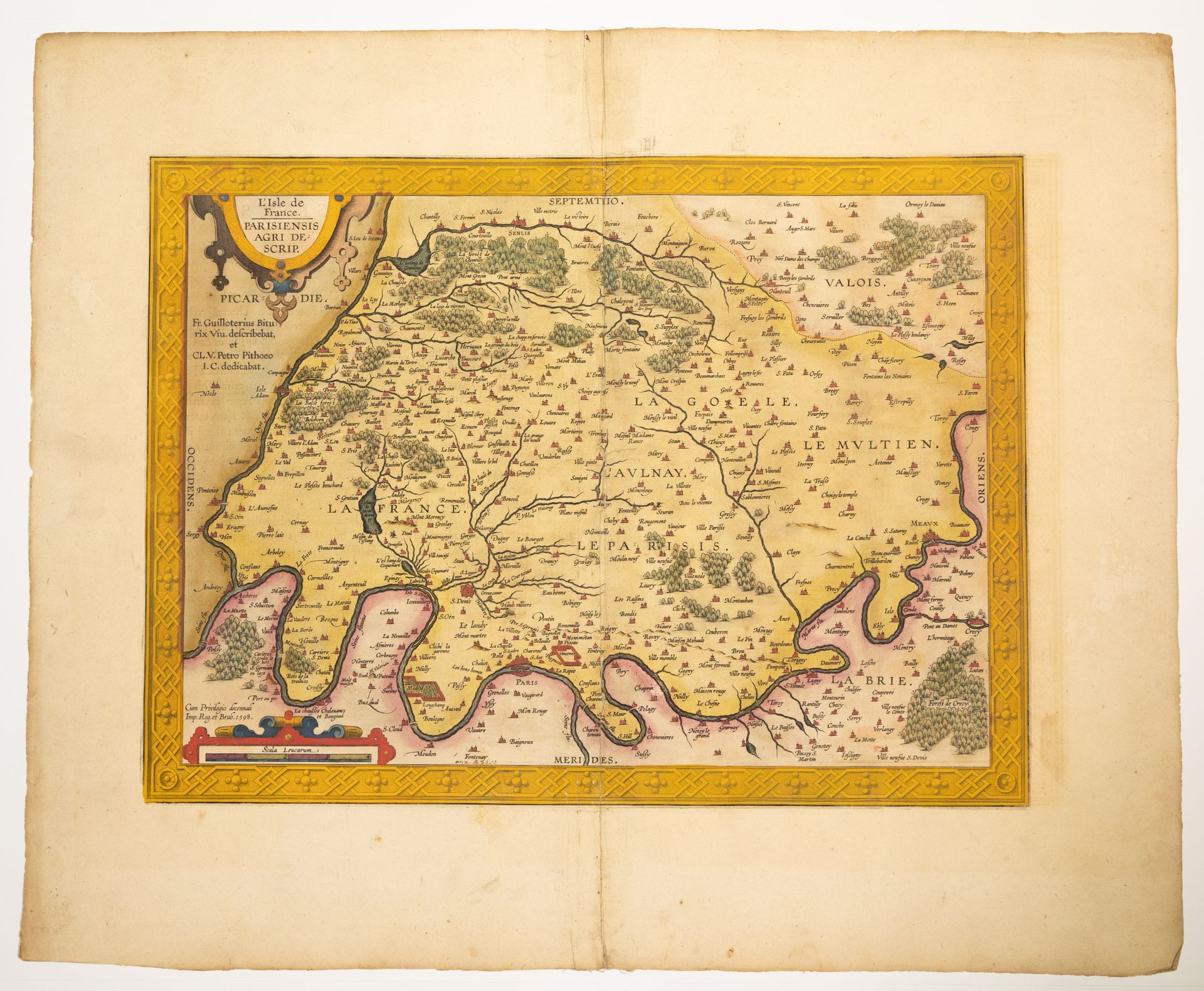 Null 1 - 法国岛地图，由亚伯拉罕-奥特留斯于1598年刻制（49 x 59.5厘米），状况为B+。