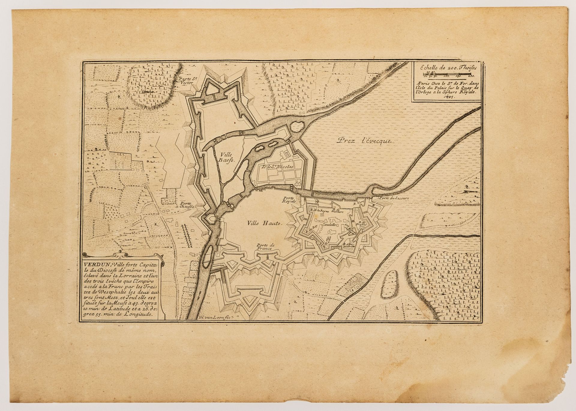 Null 18 - MEUSE. Plan of "VERDUN, fortified city, Capital of the Diocese of the &hellip;