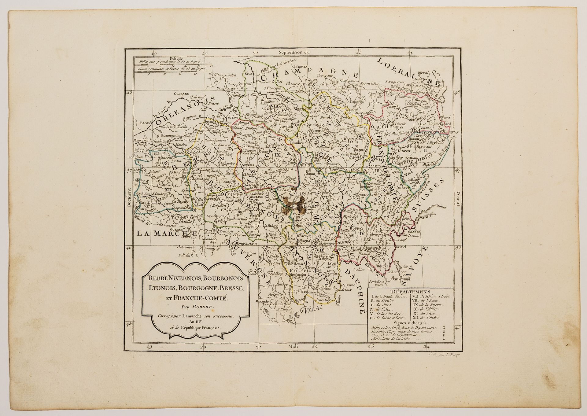 Null 83 - Karte von 1795: "Berry, Nivernois, Bourbonnais, Lyonnais, Bourgogne, B&hellip;