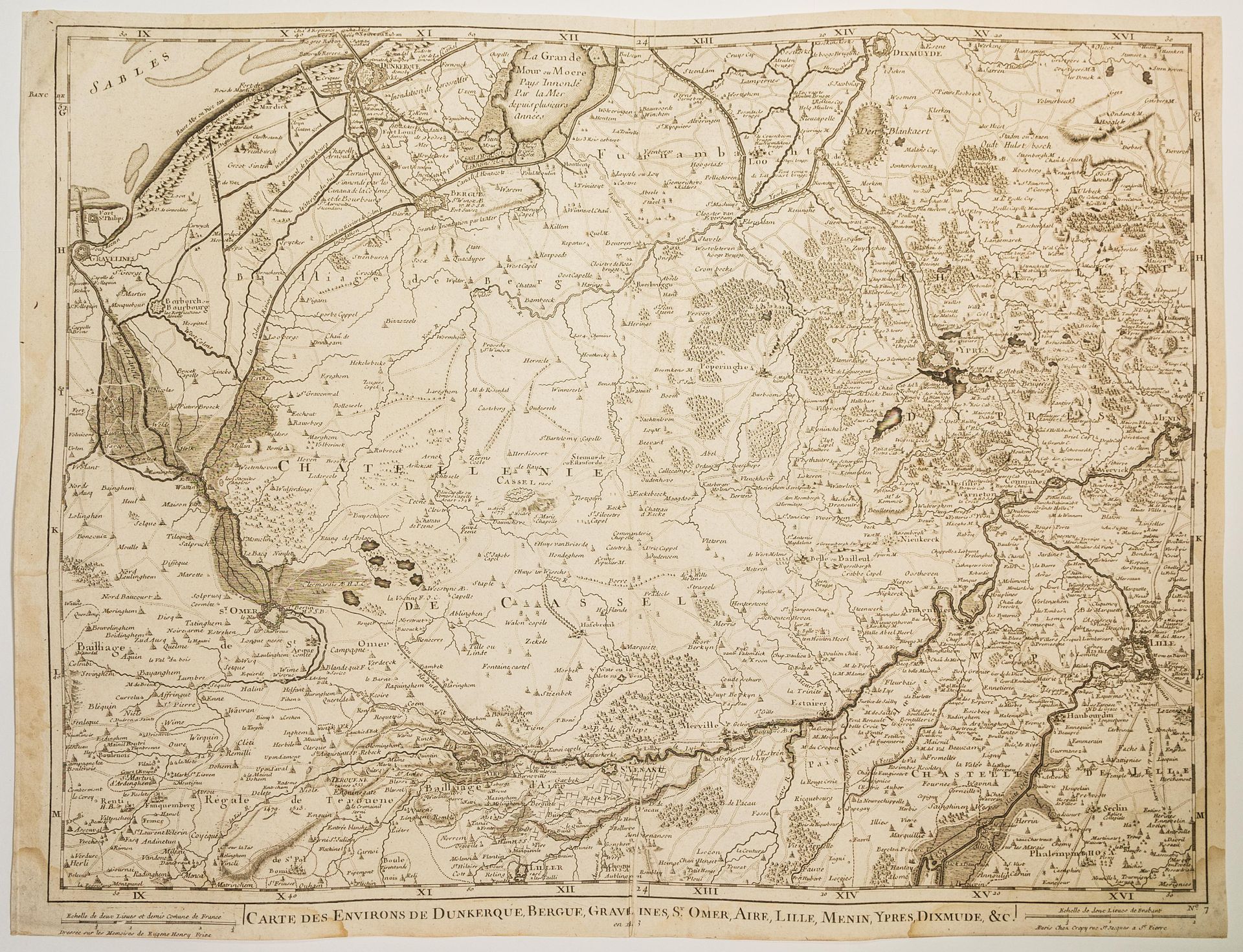 Null 48 - NORD. "Mappa dei dintorni di DUNKERQUE, BERGUES, GRAVELINES, St Omer, &hellip;