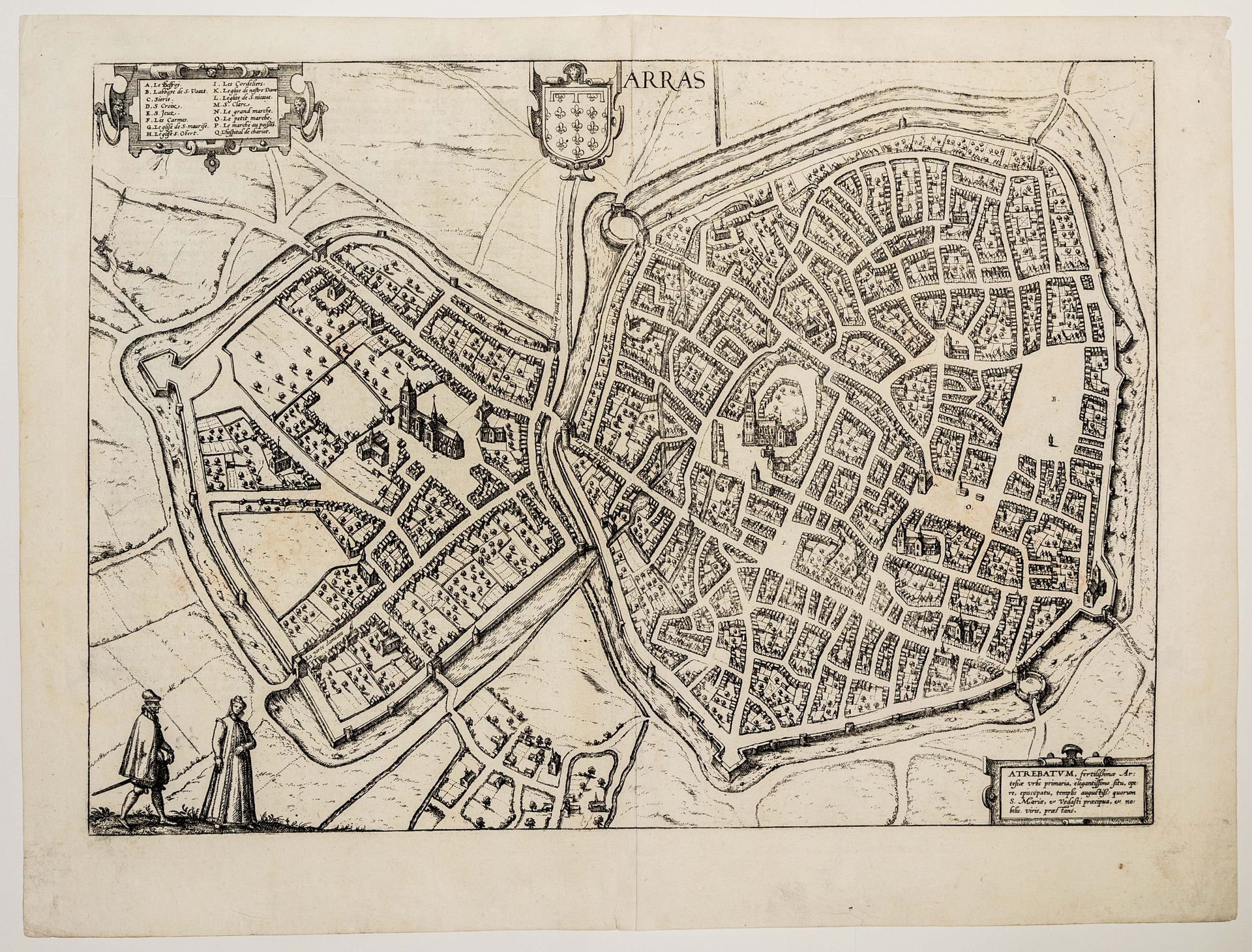 Null 63 - PAS-DE-CALAIS. XVIth map of the city of ARRAS. By Braun and Hogenberg,&hellip;