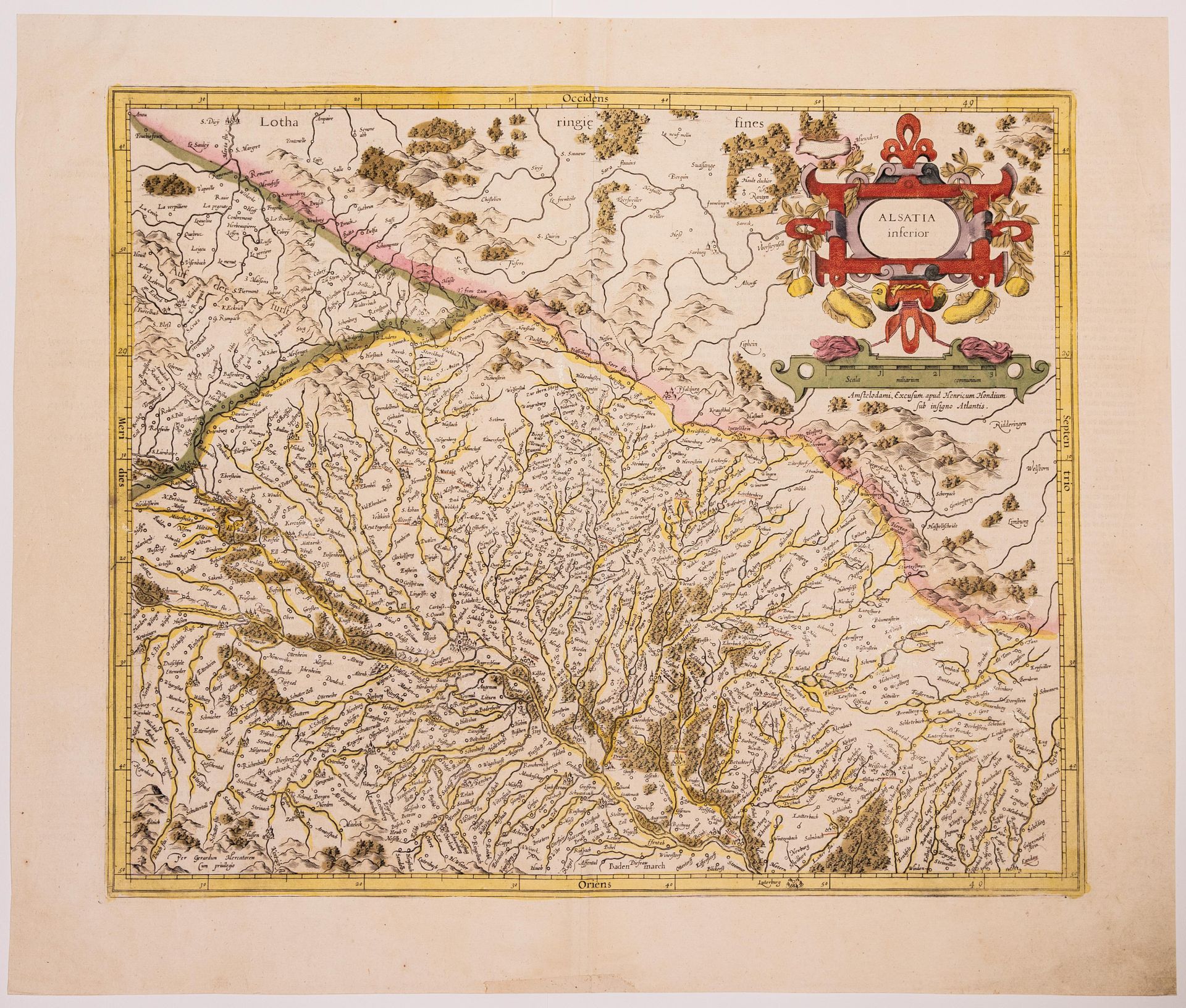 Null 29 - ALSACE. Karte aus dem 17. Jahrhundert "ALSATIA inferior.", ausgeführt &hellip;