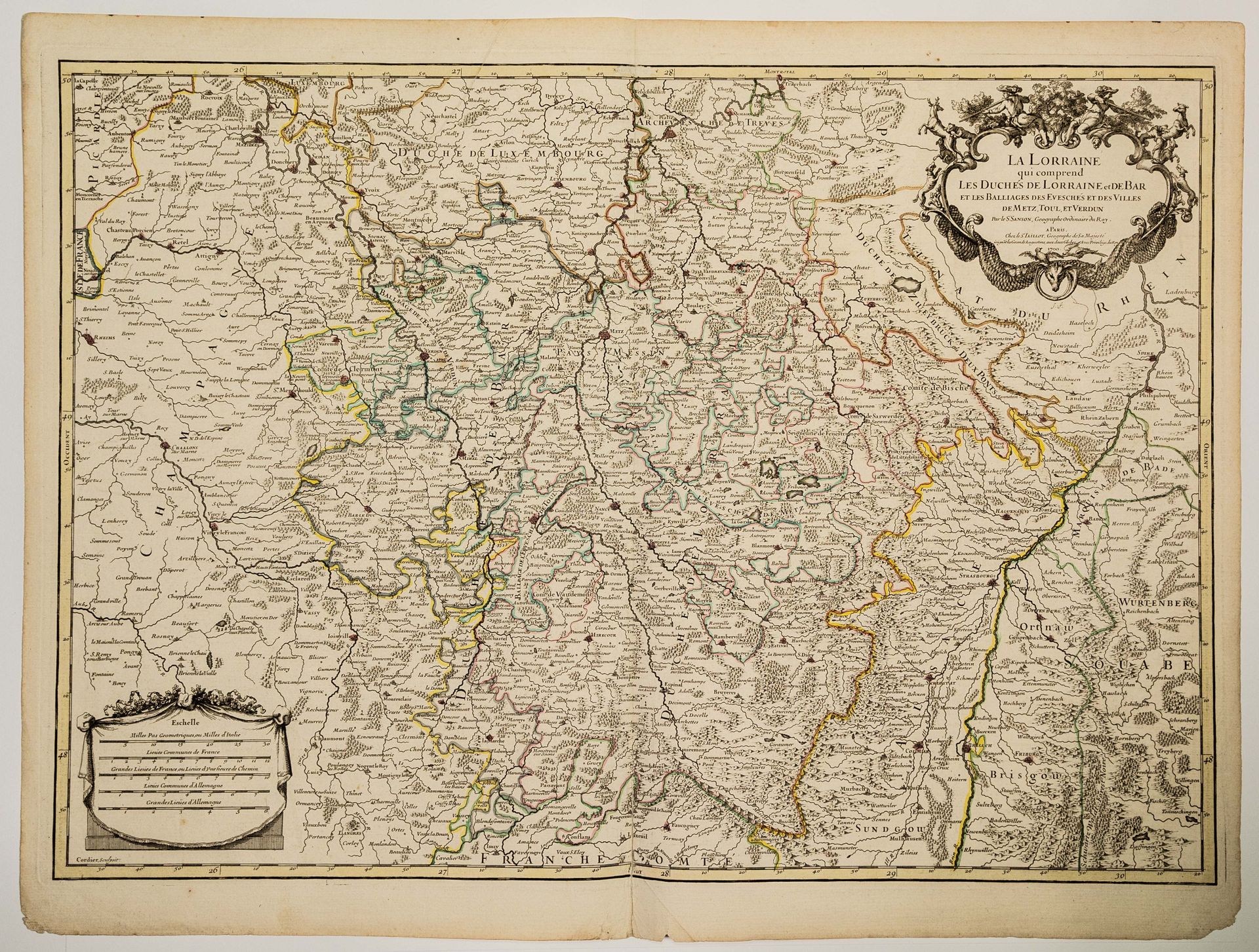 Null 16 - Mappa del 1700: "LA LORRAINE qui comprendre les Duchés de Lorraine et &hellip;