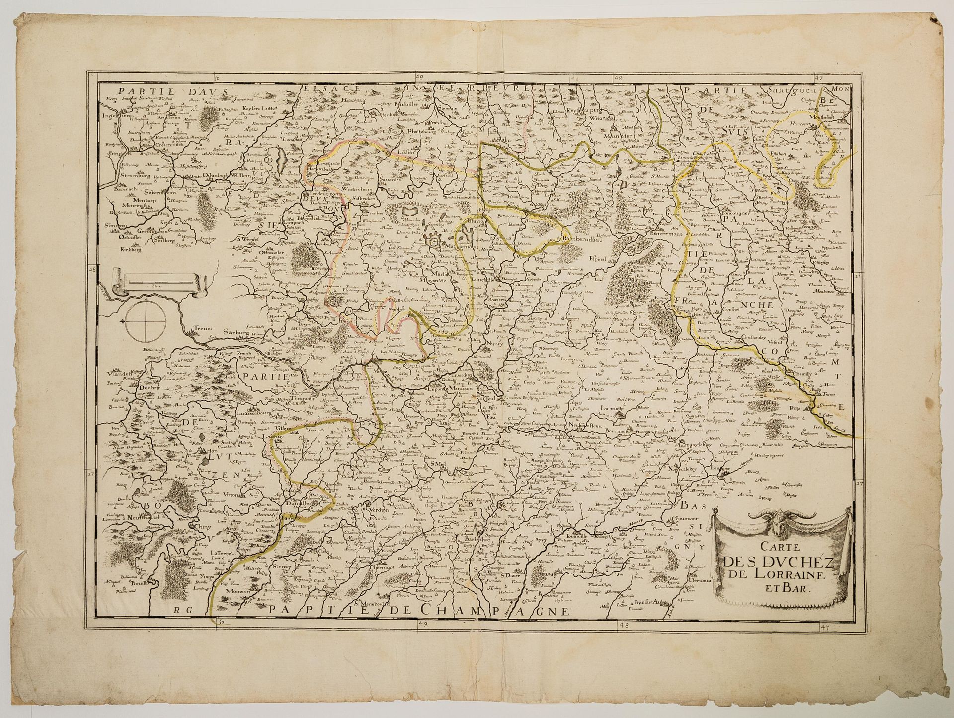 Null 17 - "洛兰公国和巴尔公国地图"。18世纪的地图（南希在中心）（45 x 60厘米）状况B+。