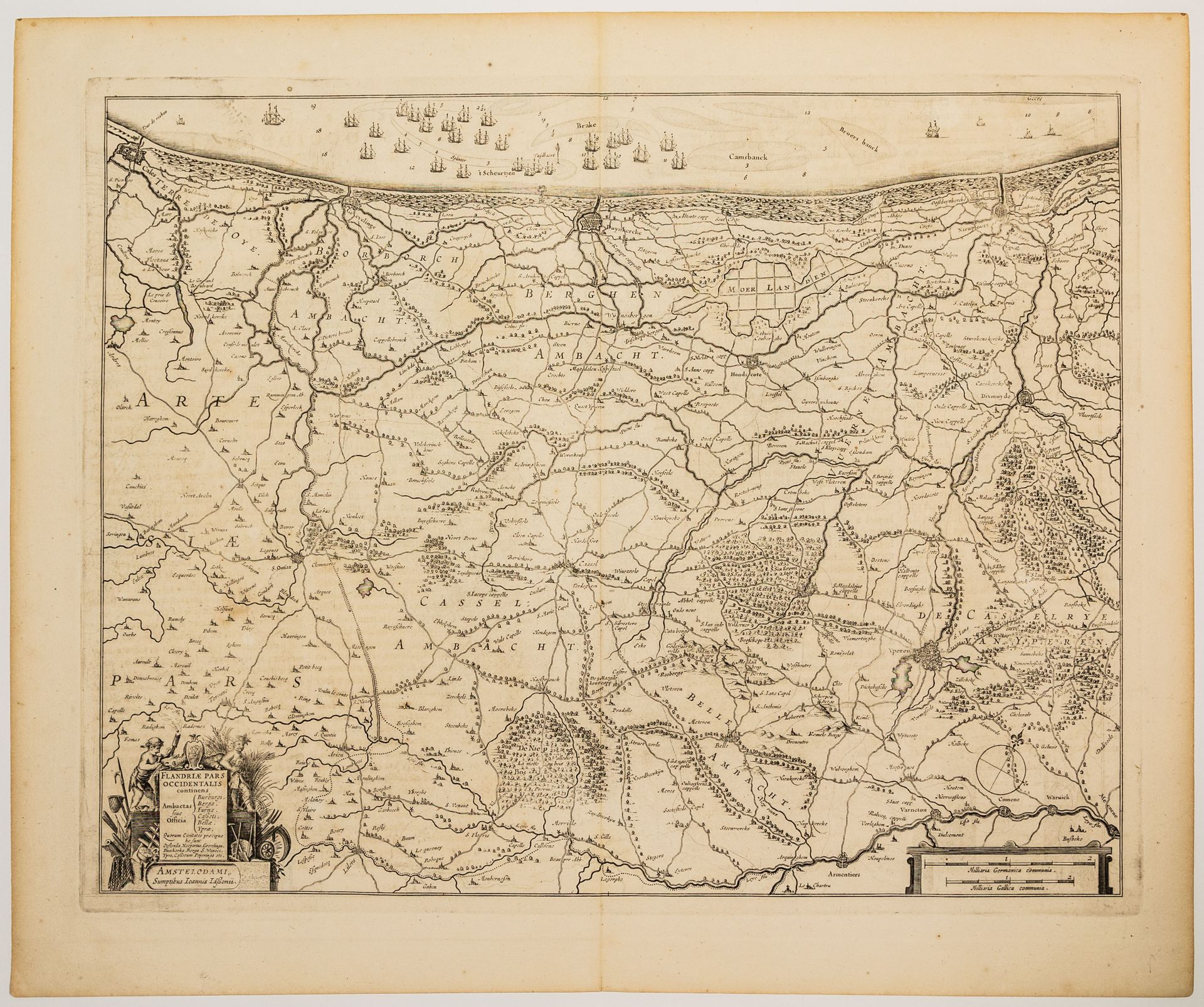 Null 46 - NORD. Carte XVIIe de LA FLANDRE Partie Occidentale. « Flandriæ Pars Oc&hellip;