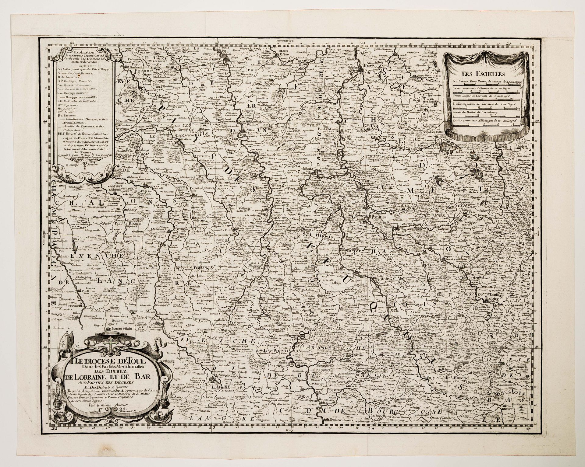 Null 6 - MEURTHE-ET-MOSELLE. Karte von 1725: "Le Diocèse de TOUL dans les partie&hellip;