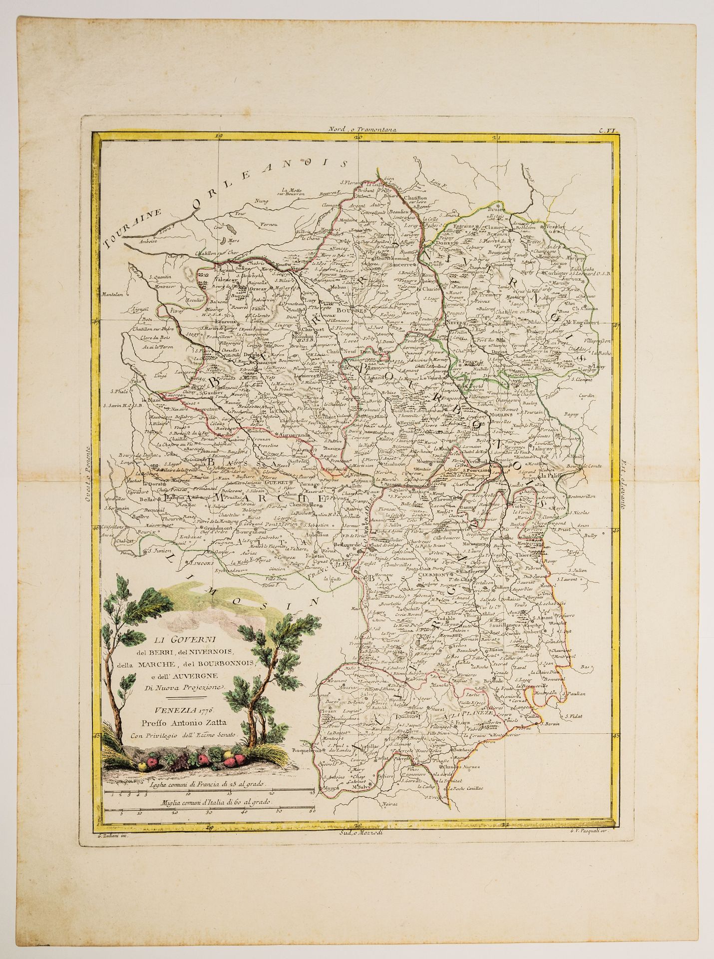 Null 82 - Carta geografica italiana, Venezia 1776, di BERRY, NIVERNAIS, Marche, &hellip;