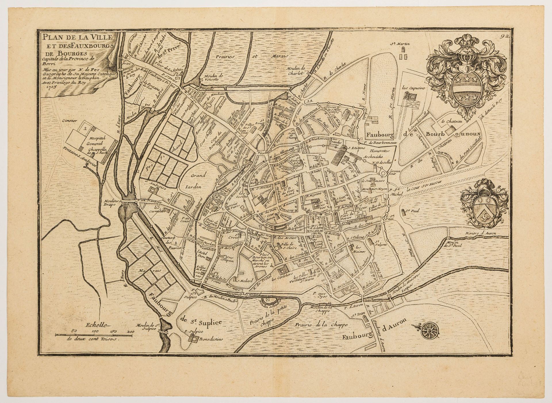 Null 78 - CHER. BOURGES. « Plan de la Ville et des Faubourgs de BOURGES, capital&hellip;