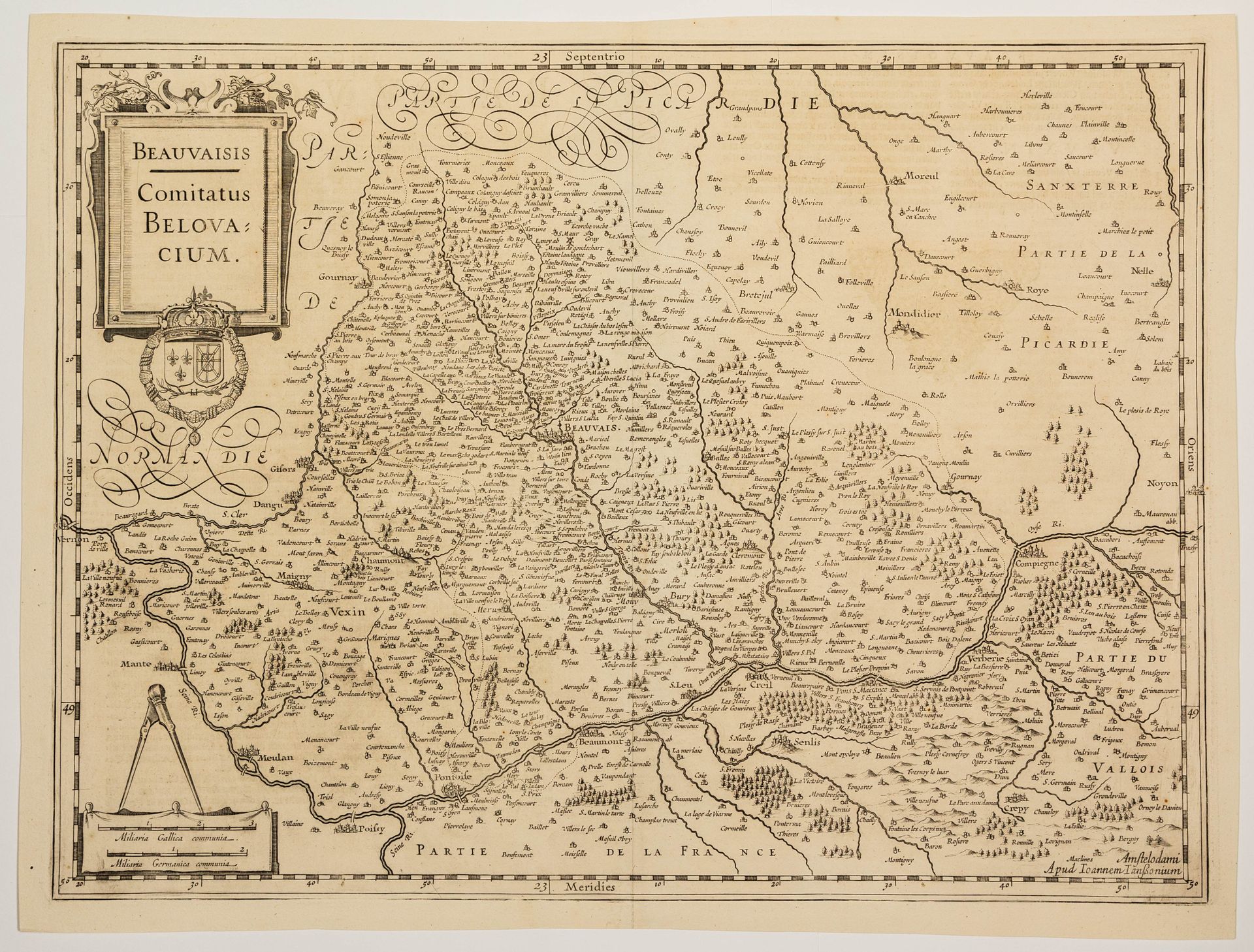 Null 56 - Mappa del XVII secolo dell'OISE e di parte della VEXIN. "BEAUVAISIS. C&hellip;