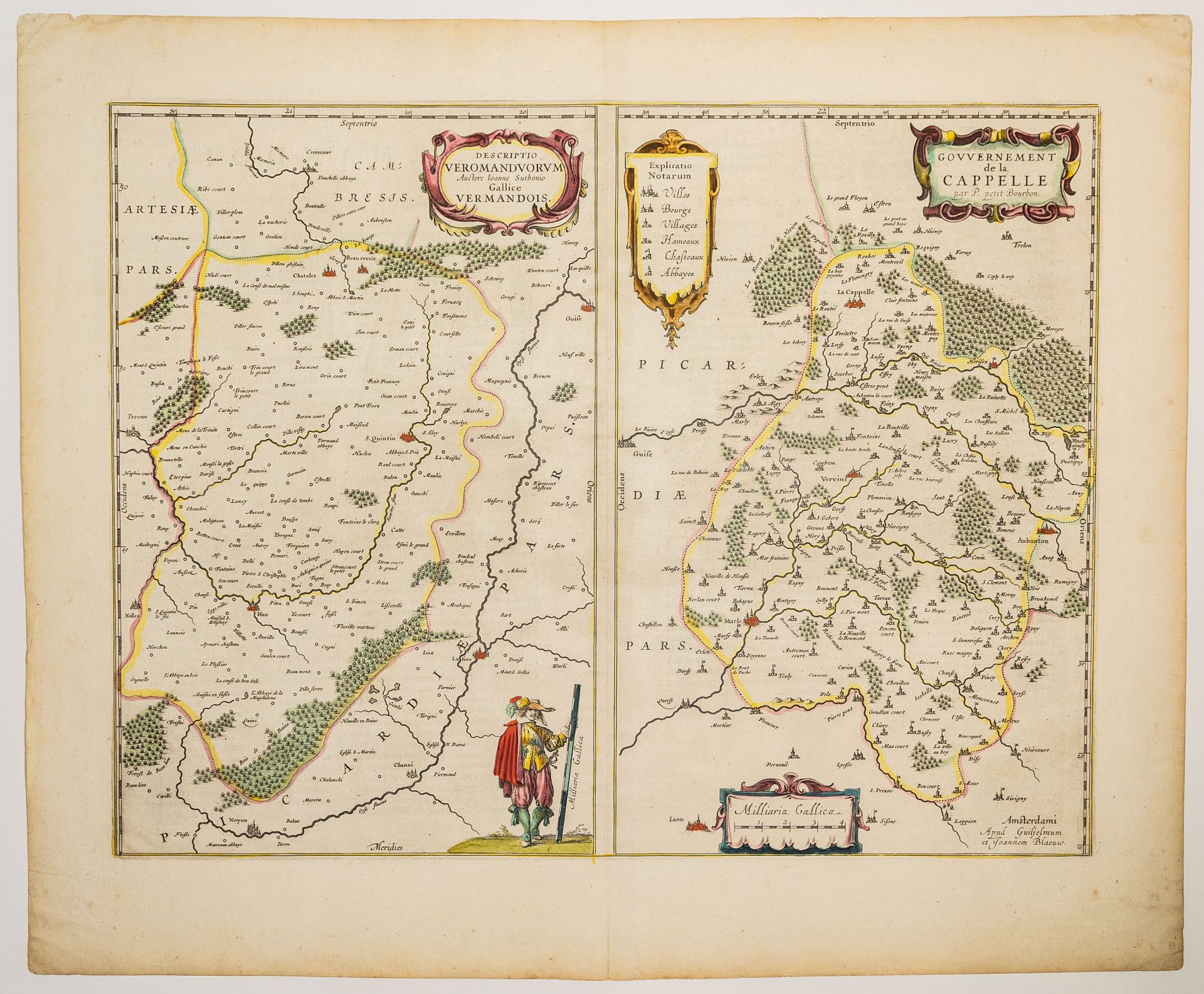 Null 40 - Map XVIIth c. : AISNE. VERMANDOIS. Government of LA CAPPELLE "Descipti&hellip;