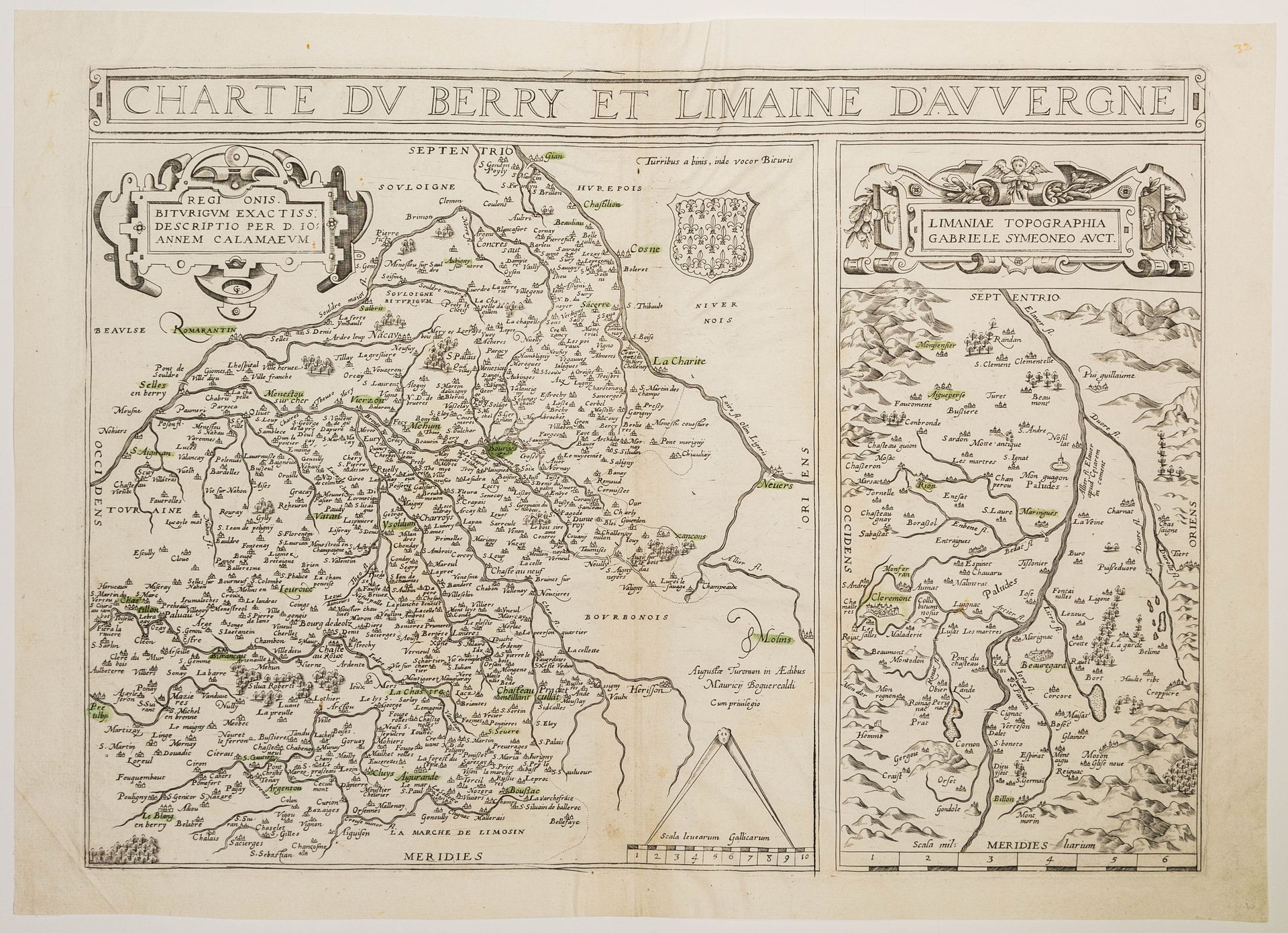 Null 75 - Map XVIIe s. : Duchy of BERRY LA LIMAGNE (Center of Auvergne) " Charte&hellip;