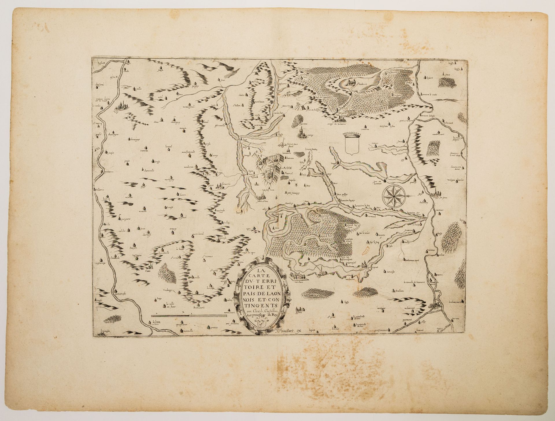 Null 36 - AISNE。LAON。"LAONNOIS的领土和国家及附属地的地图，由Claude CHASTILLON（1559 - 1616；1592年&hellip;