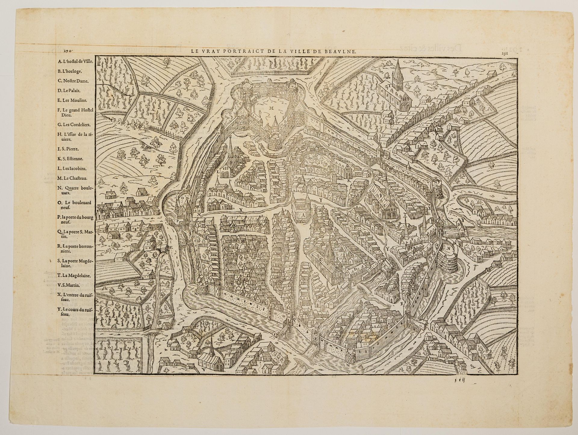 Null 100 - CÔTE D'OR. 16th century cavalier view of the city of BEAUNE. (c. 1574&hellip;