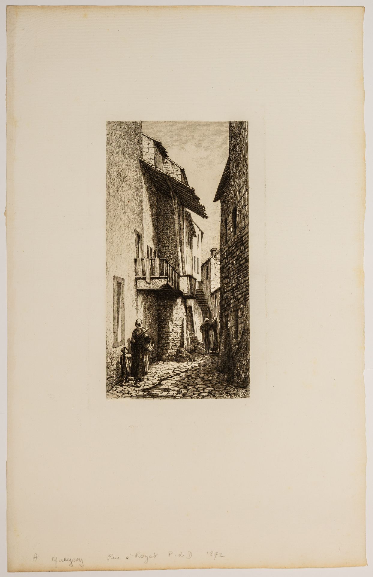 Null 96 - 普伊-多姆。罗亚特的街道。A. QUEYROY于1872年雕刻 (47,5 x 30 cm) 状态A