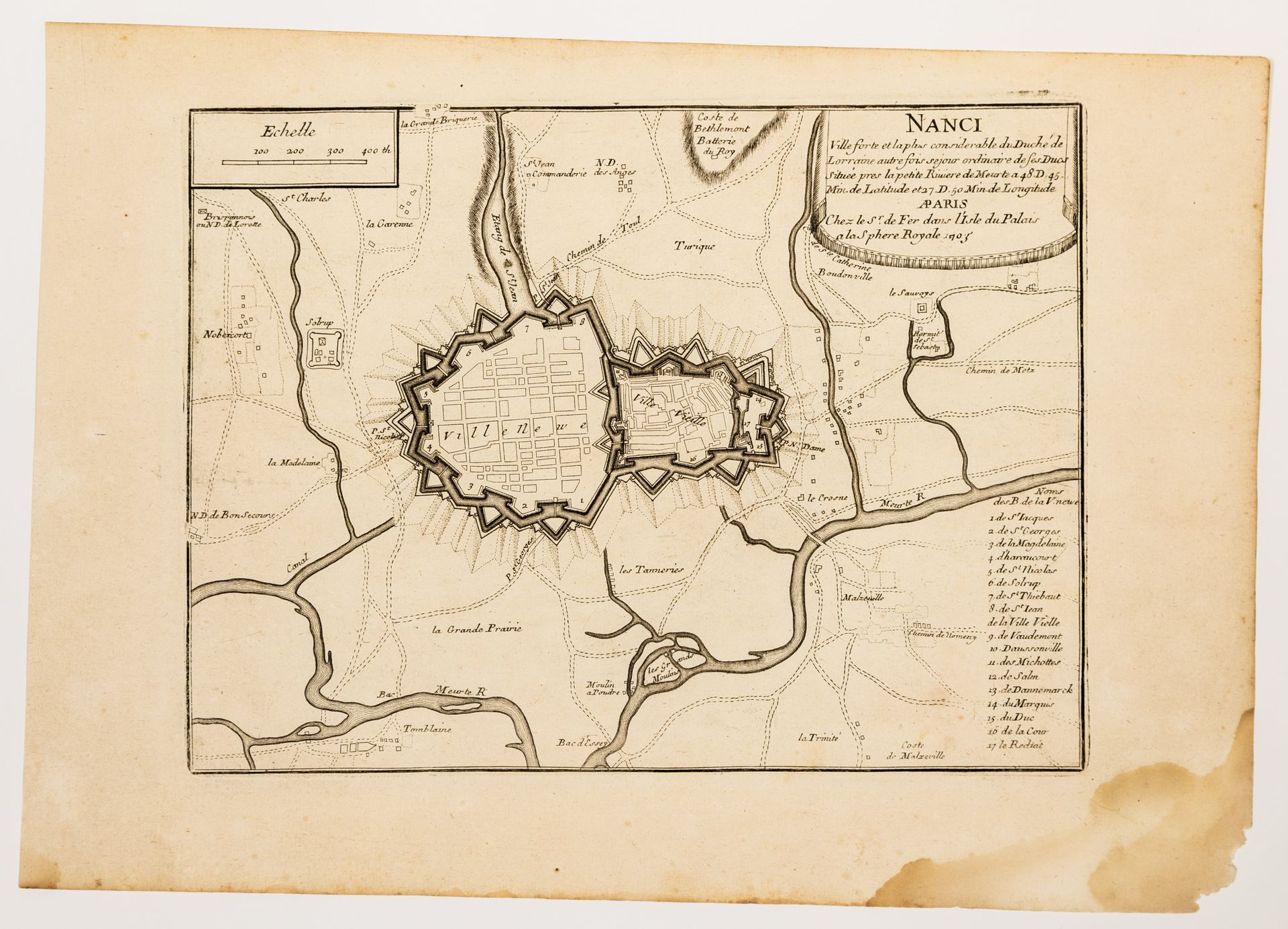 Null 5 - 梅尔特-摩泽尔。NANCY.1703年的南希平面图："南希，洛林公国最重要的城市，也是公爵们最常去的地方..."。在巴黎Ile du Pala&hellip;