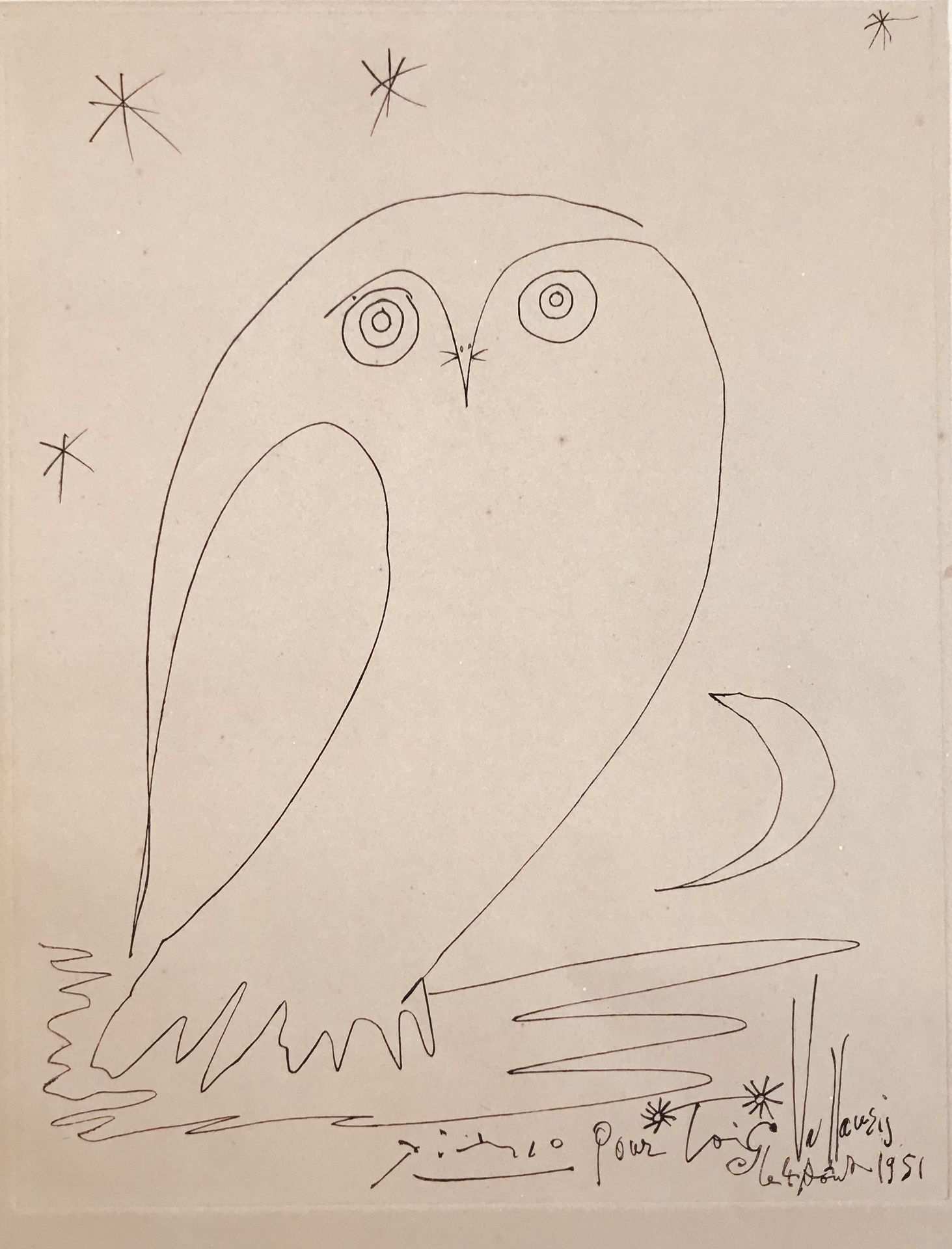 Null Pablo PICASSO (后) Chouette sous les étoiles, Vallauris, 1951 根据Picasso的画作绘制&hellip;