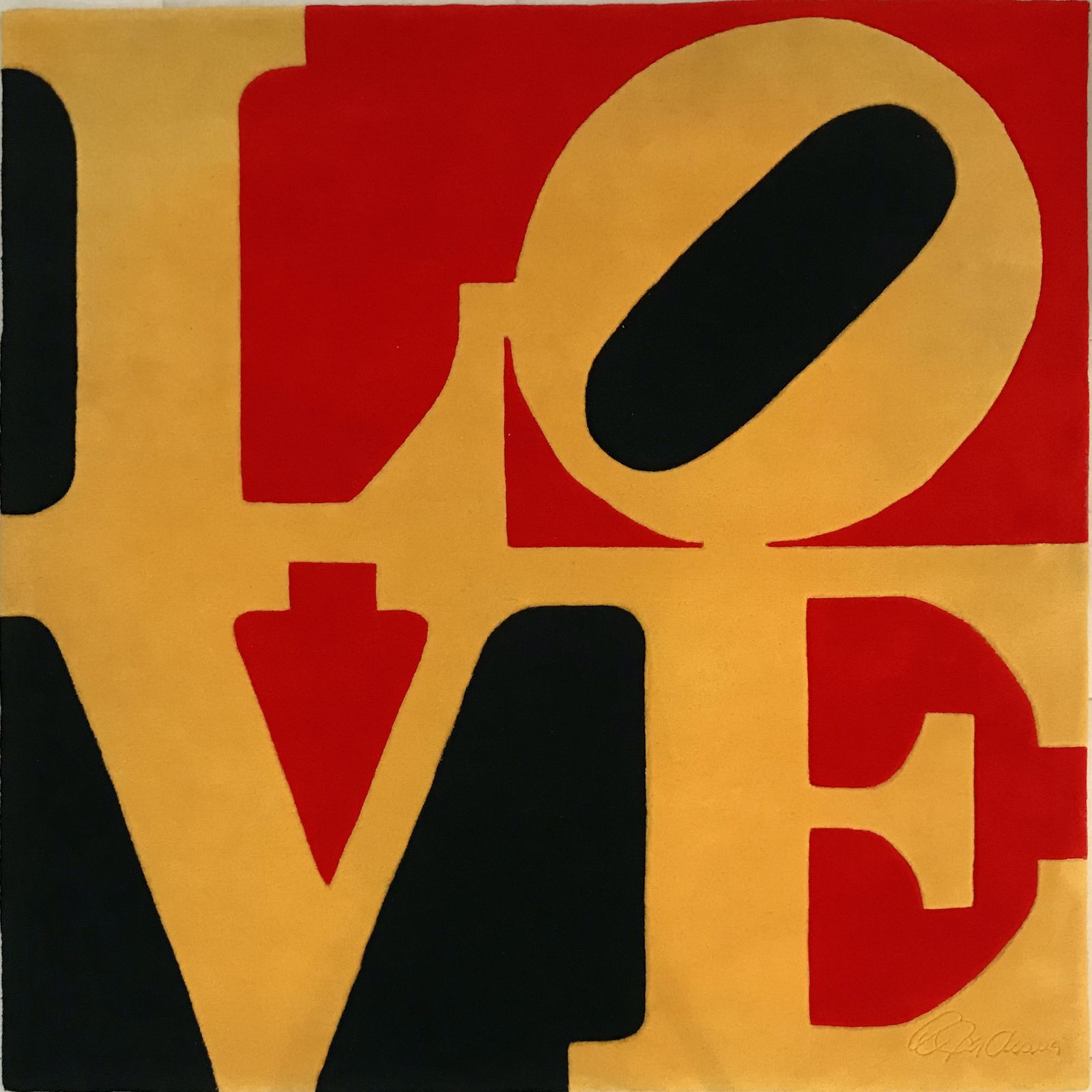 Null Robert INDIANA (1928-2018) Love 羊毛地毯 右下角有机械签名 背面的标签上有手工签名和编号 183 x 183 cm (&hellip;