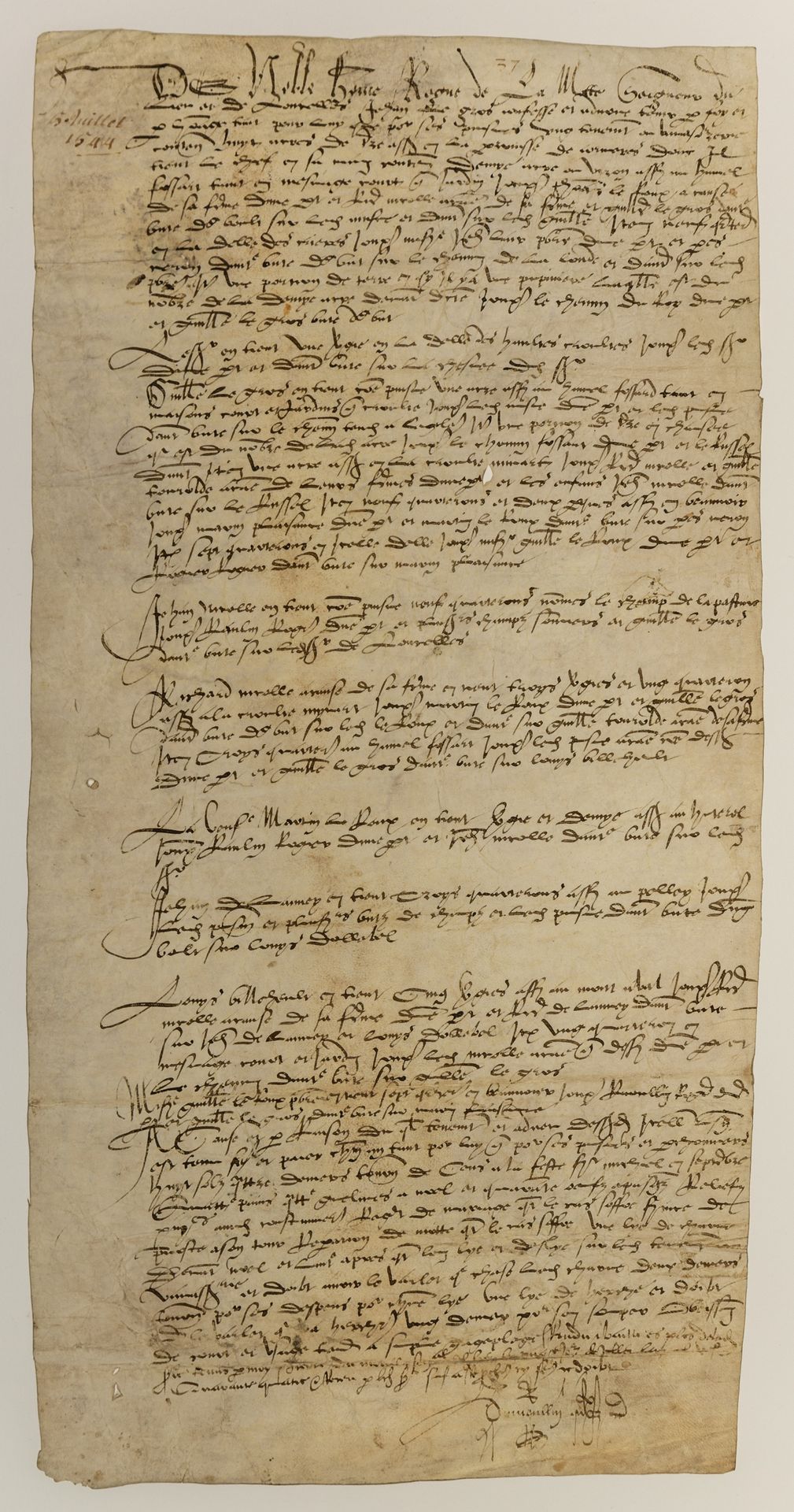 Null CALVADOS。LOUCELLES镇的镇长。1544年7月5日。羊皮纸（23 x 45厘米）。1544年，Jean LE GROS为LOUCELLE&hellip;