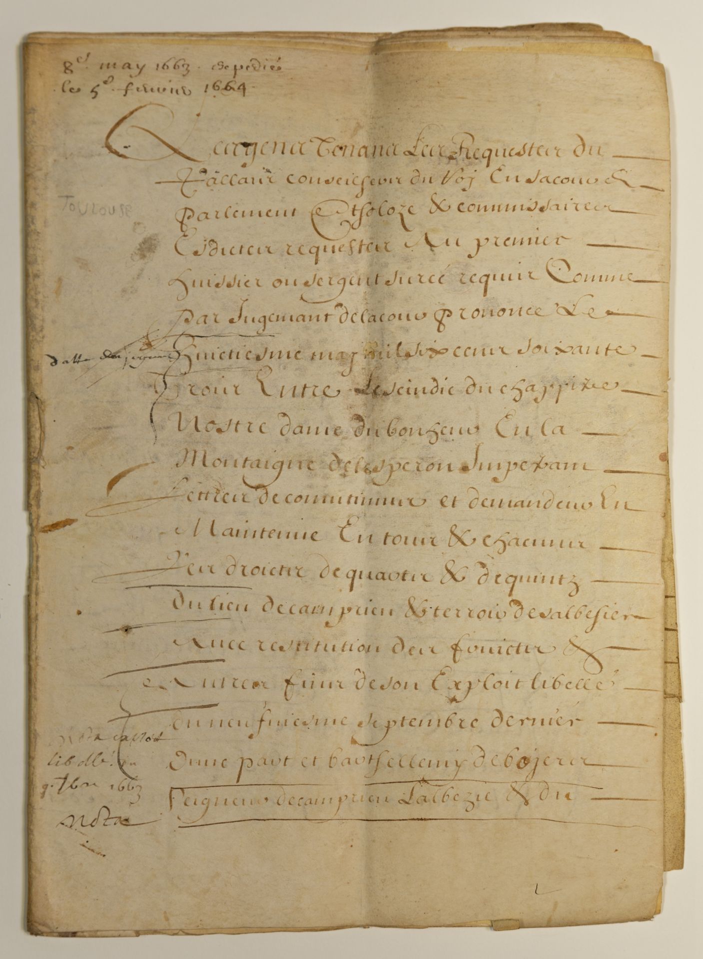 Null (GARD) Jugement du Parlement de TOULOUSE prononcé le 8 Mai 1663 entre le Si&hellip;