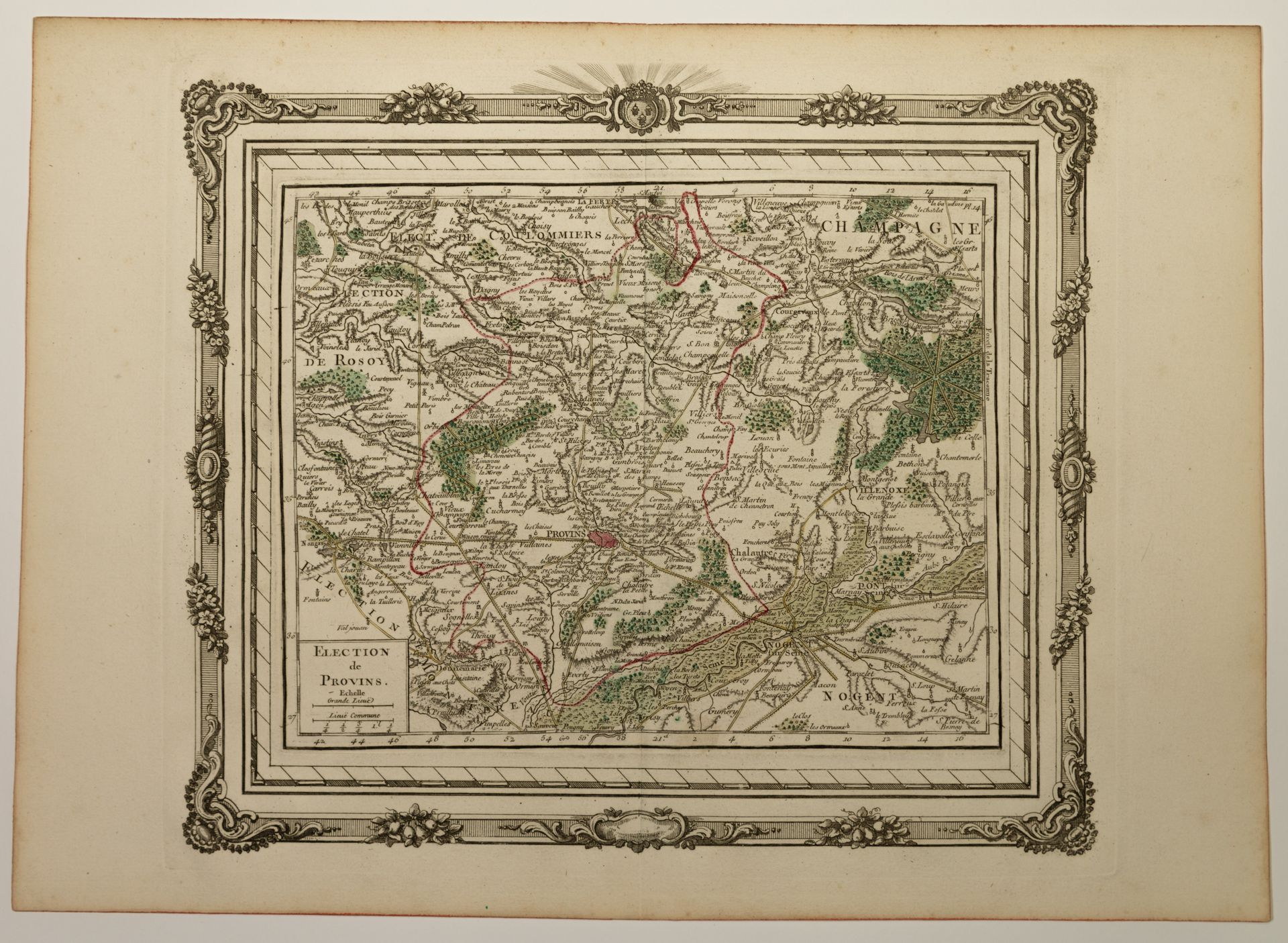 Null SEINE-ET-MARNE. Karte von 1762: "Élection de PROVINS." In Paris bei DESNOS.&hellip;