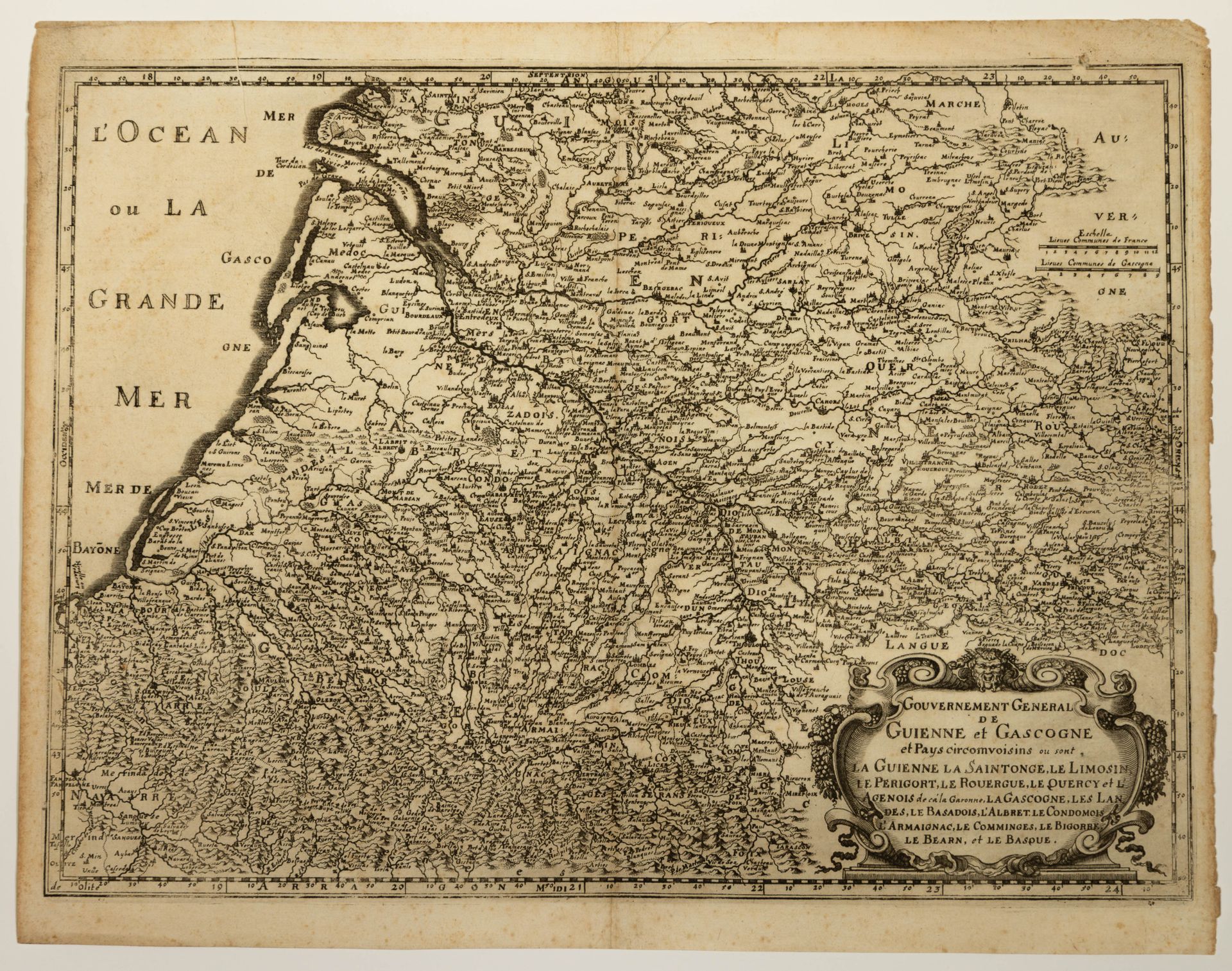 Null GUIENNE, GASCOGNE, BÉARN : Mappa XVIIe : "Governo generale della GUIENNE e &hellip;