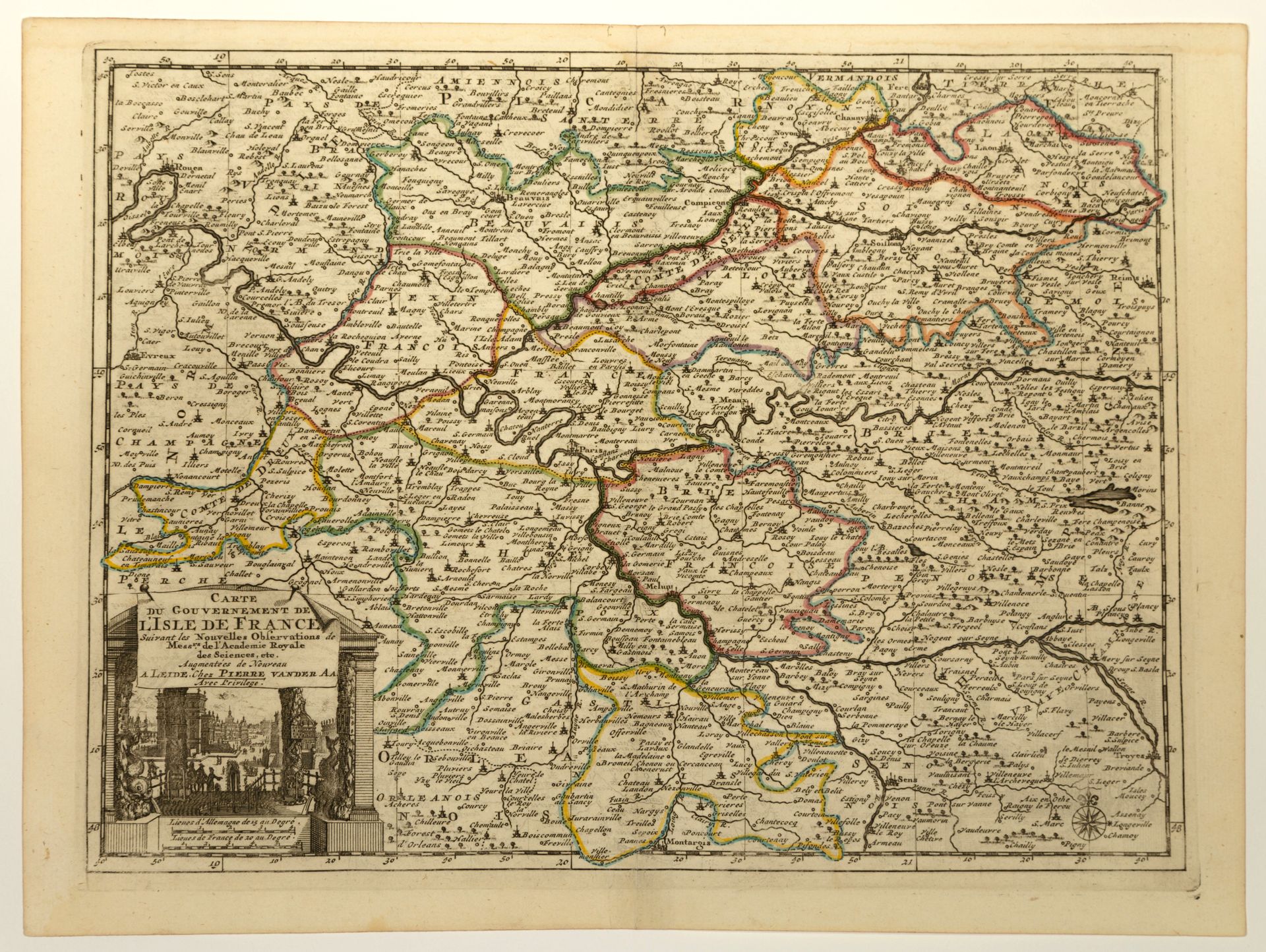 Null 1736年的法国岛地图，根据皇家科学院先生的新观察，等等。在LEIDE，chez Pierre VAN DER AA，以特权的方式增加了新的内容"。(&hellip;