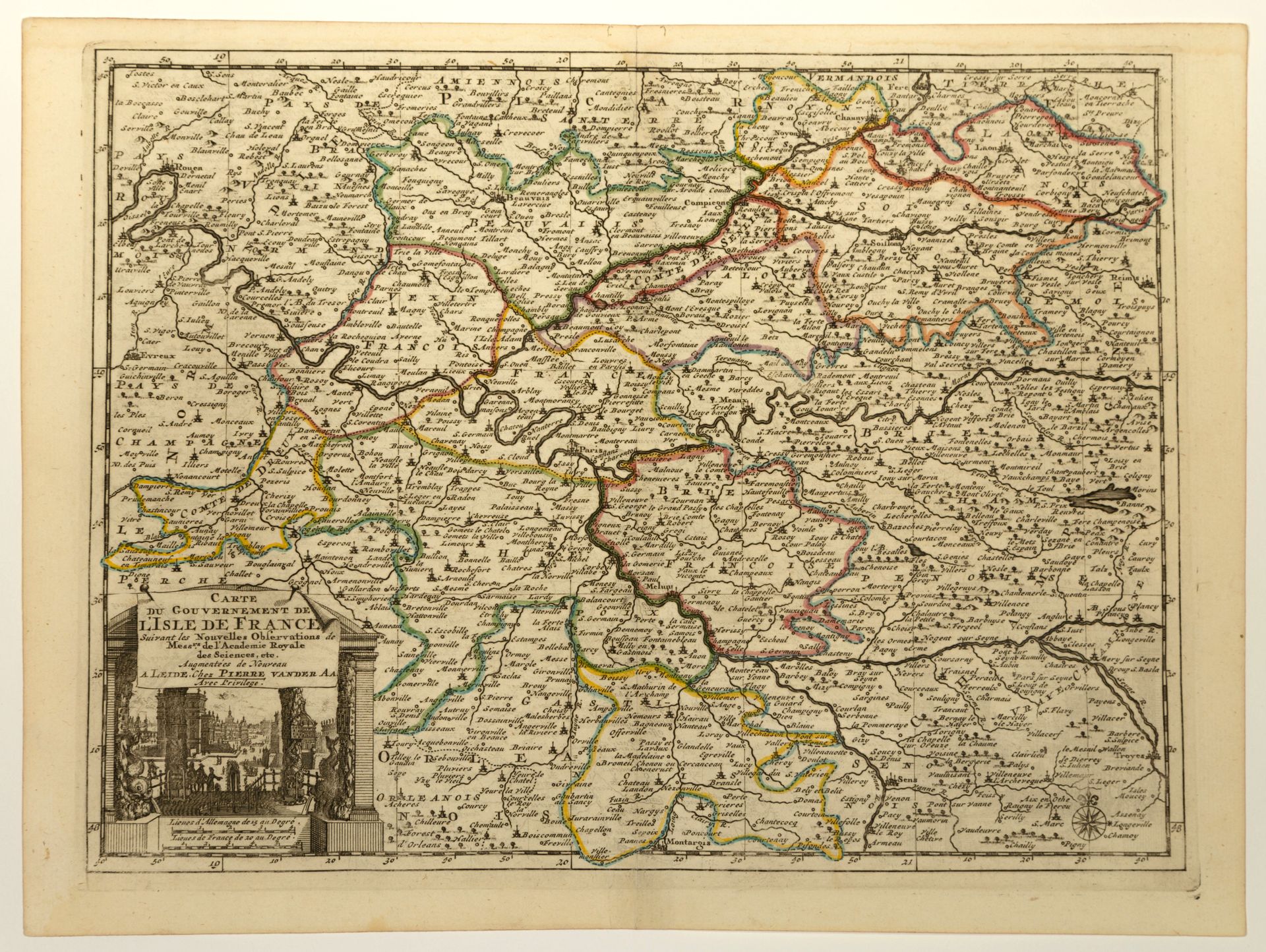 Null Map of 1736 of L'ISLE DE FRANCE, according to the new observations of Messi&hellip;