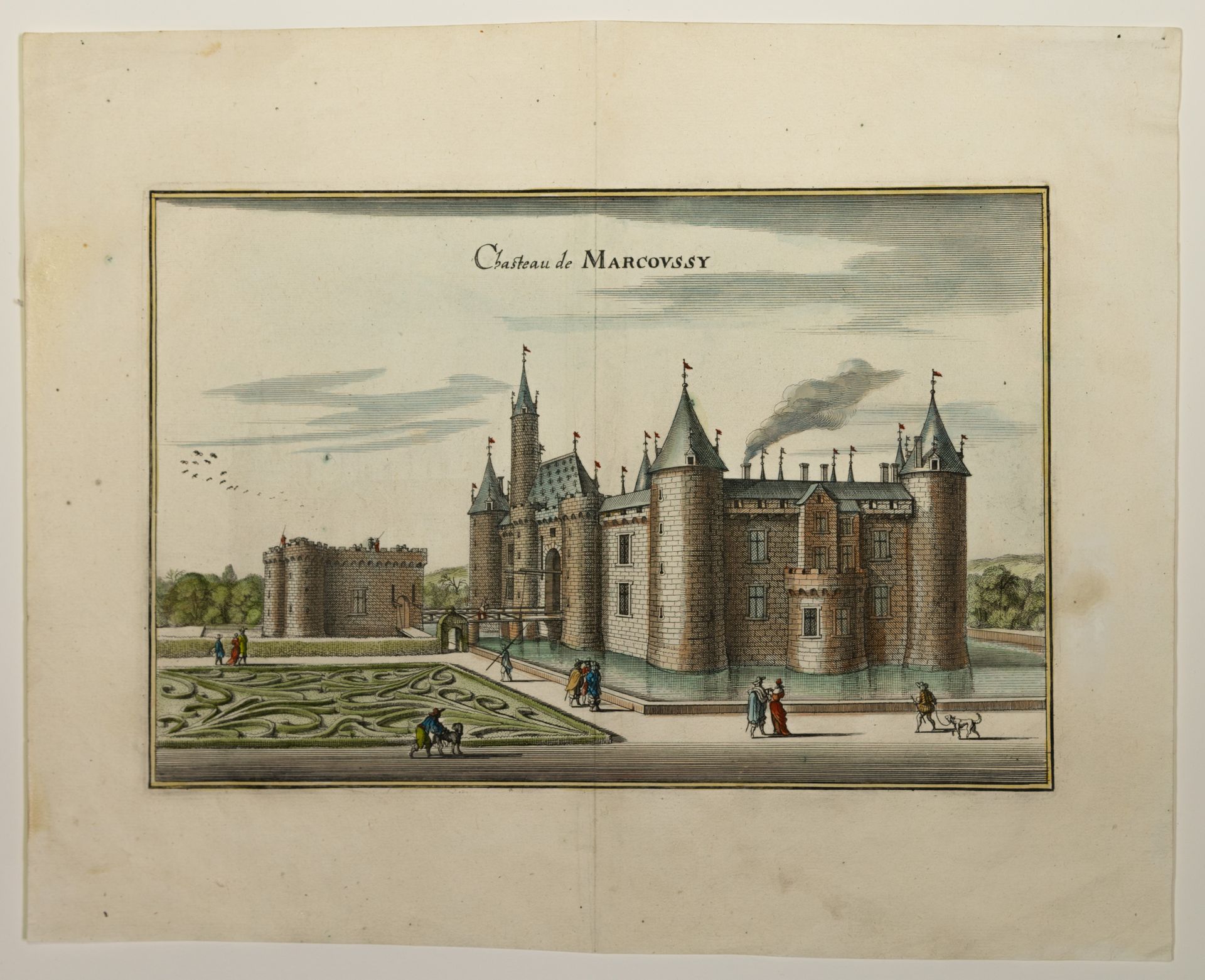 Null ESSONNE. Castello di MARCOUSSIS. Incisione del XVII secolo di MÉRIAN. "Chas&hellip;
