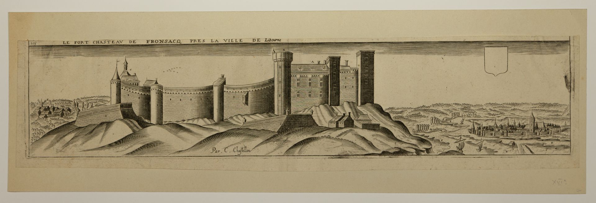 Null GIRONDE. Castello di FRONSAC. Incisione del XVI secolo: "Le Fort Chasteau d&hellip;
