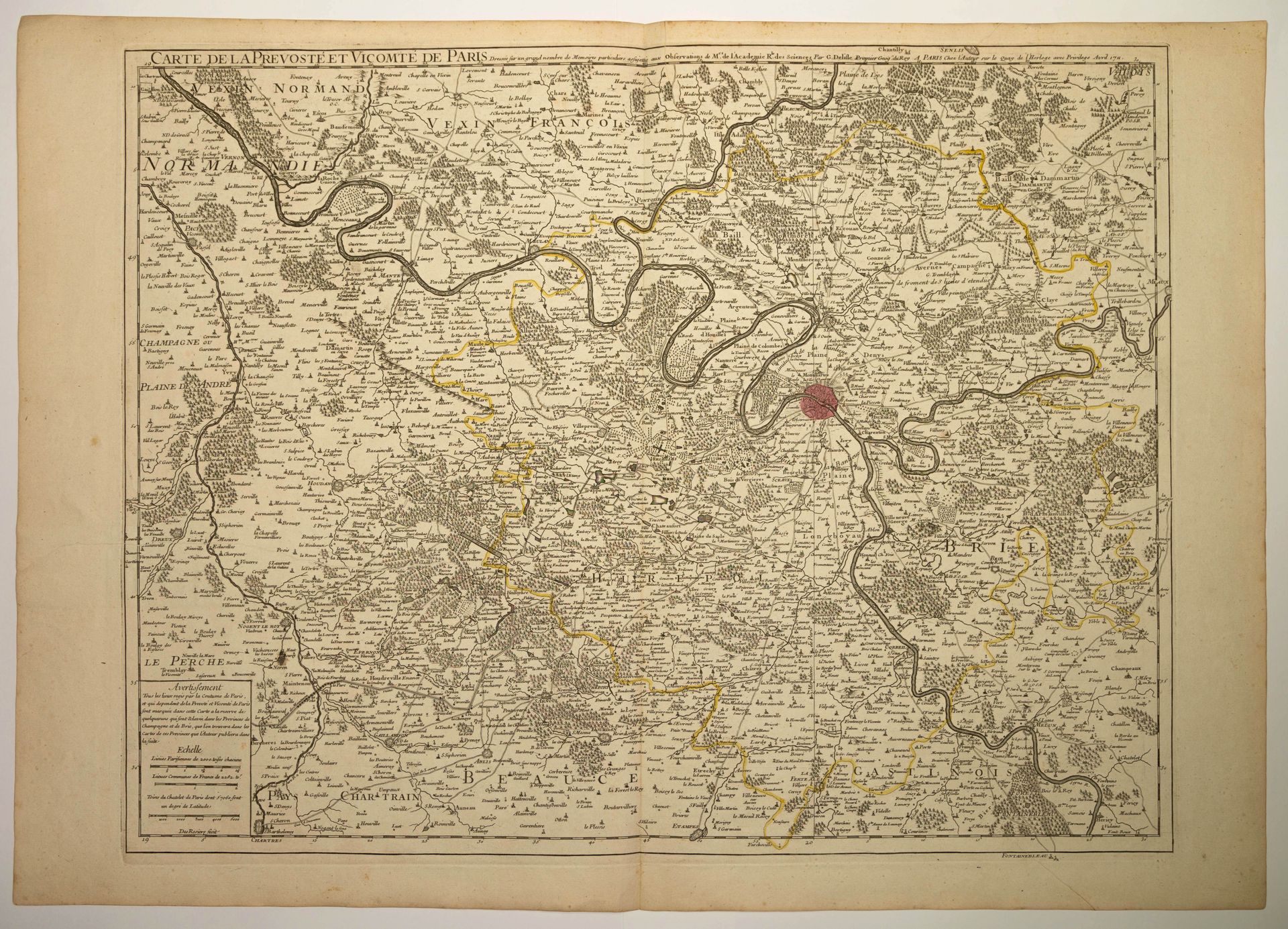 Null ILE DE FRANCE. MAP of 1711 : "Map of the Provost and Viscounty of PARIS. By&hellip;