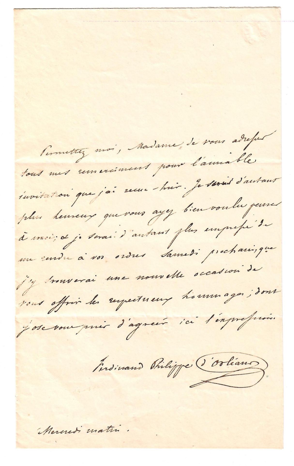 Null 斐迪南-菲利普-奥尔良，法国皇家王子，奥尔良公爵（1810年-1842年（死于31岁），路易-菲利普第一任法国国王的长子，将军--A.S.信件 "斐迪&hellip;