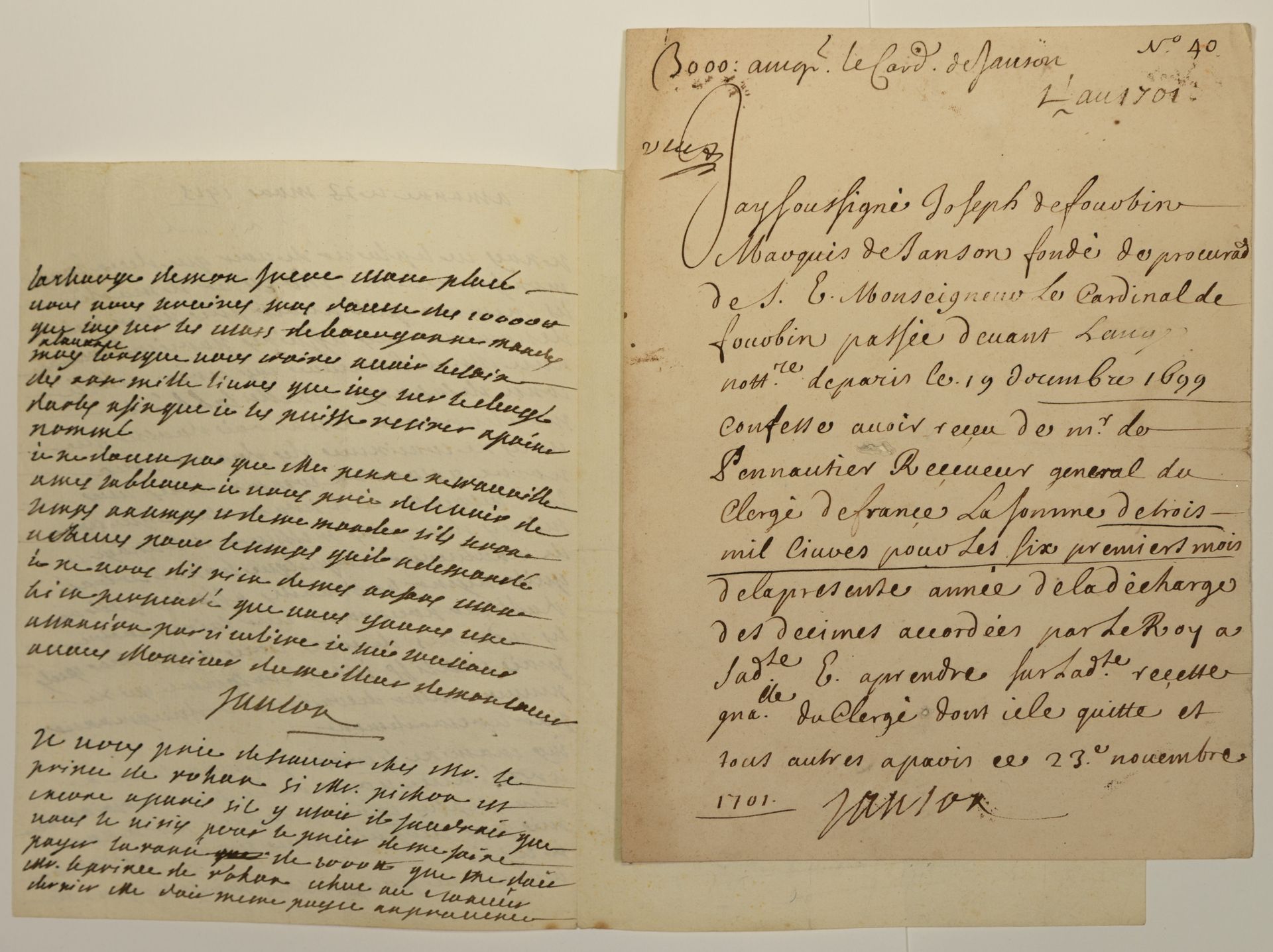 Null Joseph de FORBIN, Marquis de JANSON (Antibes 1663-1728). Letter A.S. (from &hellip;