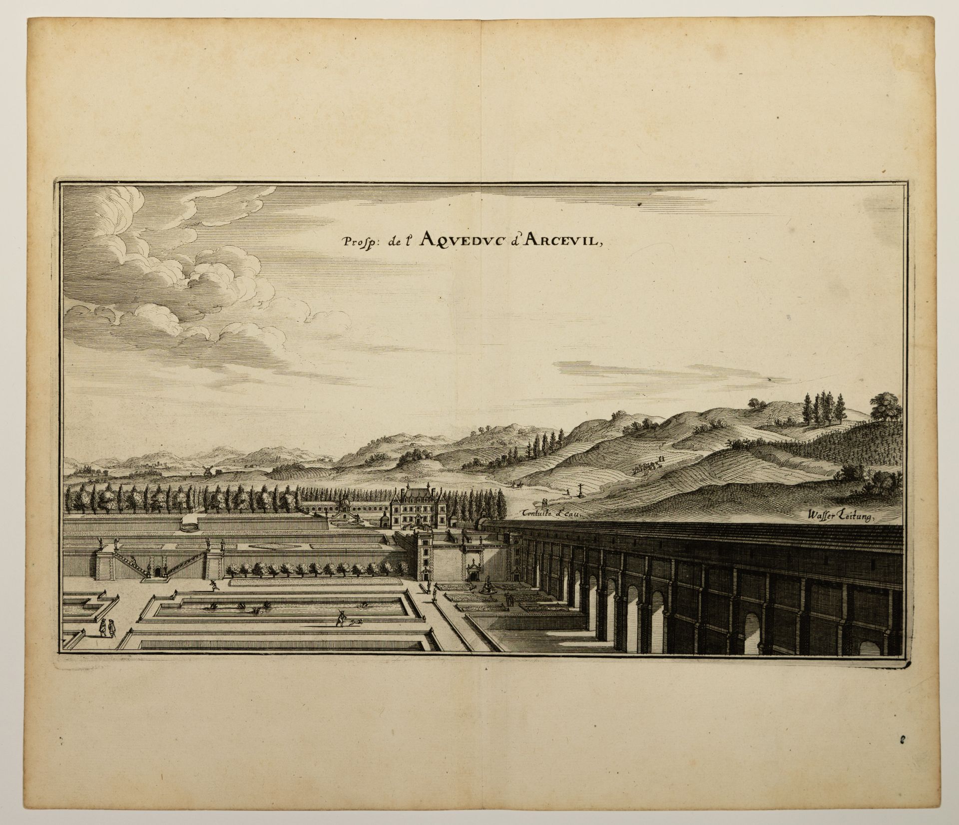 Null VAL-DE-MARNE。17世纪的阿尔库伊尔引水渠的视图。Wasser Leitung (32 x 36,5 cm) 状态 A-
