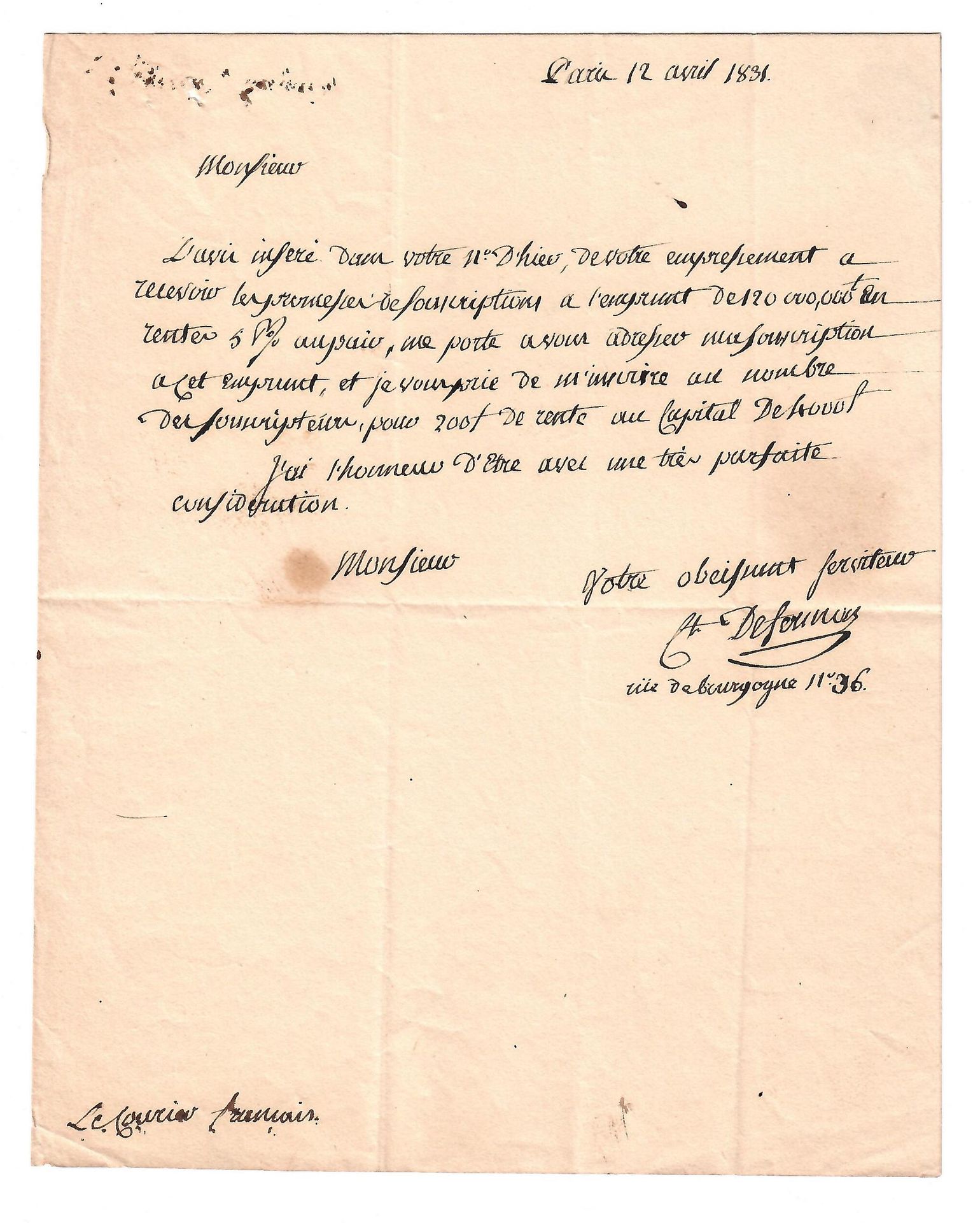 Null Jacques DEFERMON DES CHAPELIÈRES (1752-1831) ILLE ET VILAINE的约定--署名为 "DEFER&hellip;