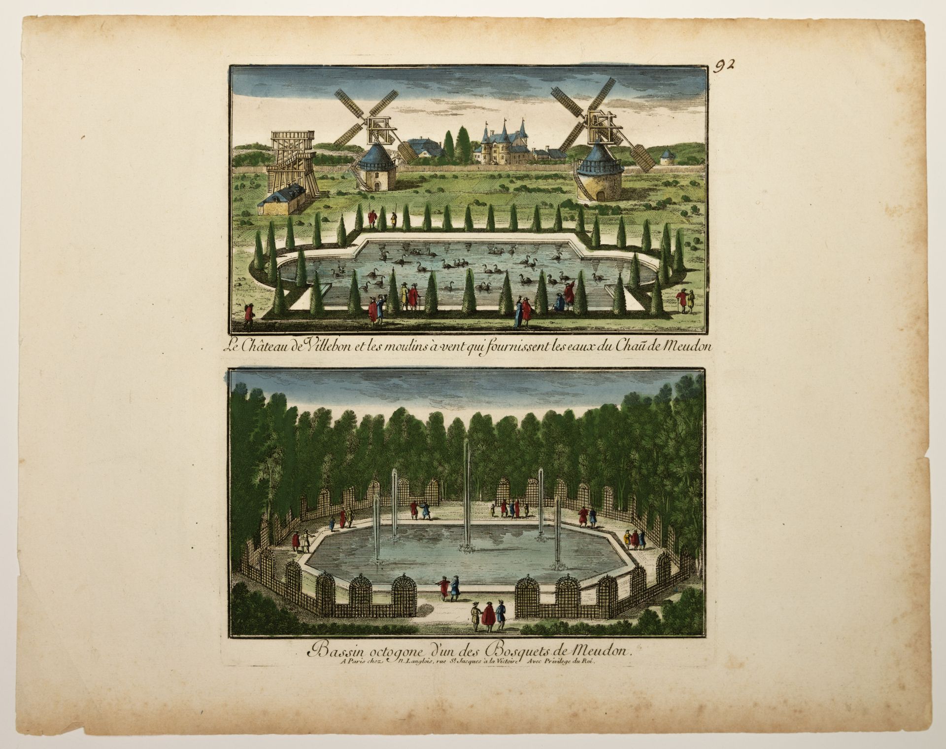 Null hauts-de-seine。MEUDON城堡（92）。4幅花园及其丛林的视图，分两张（37 x 29.5厘米），由Nicolas LANGLOIS（&hellip;