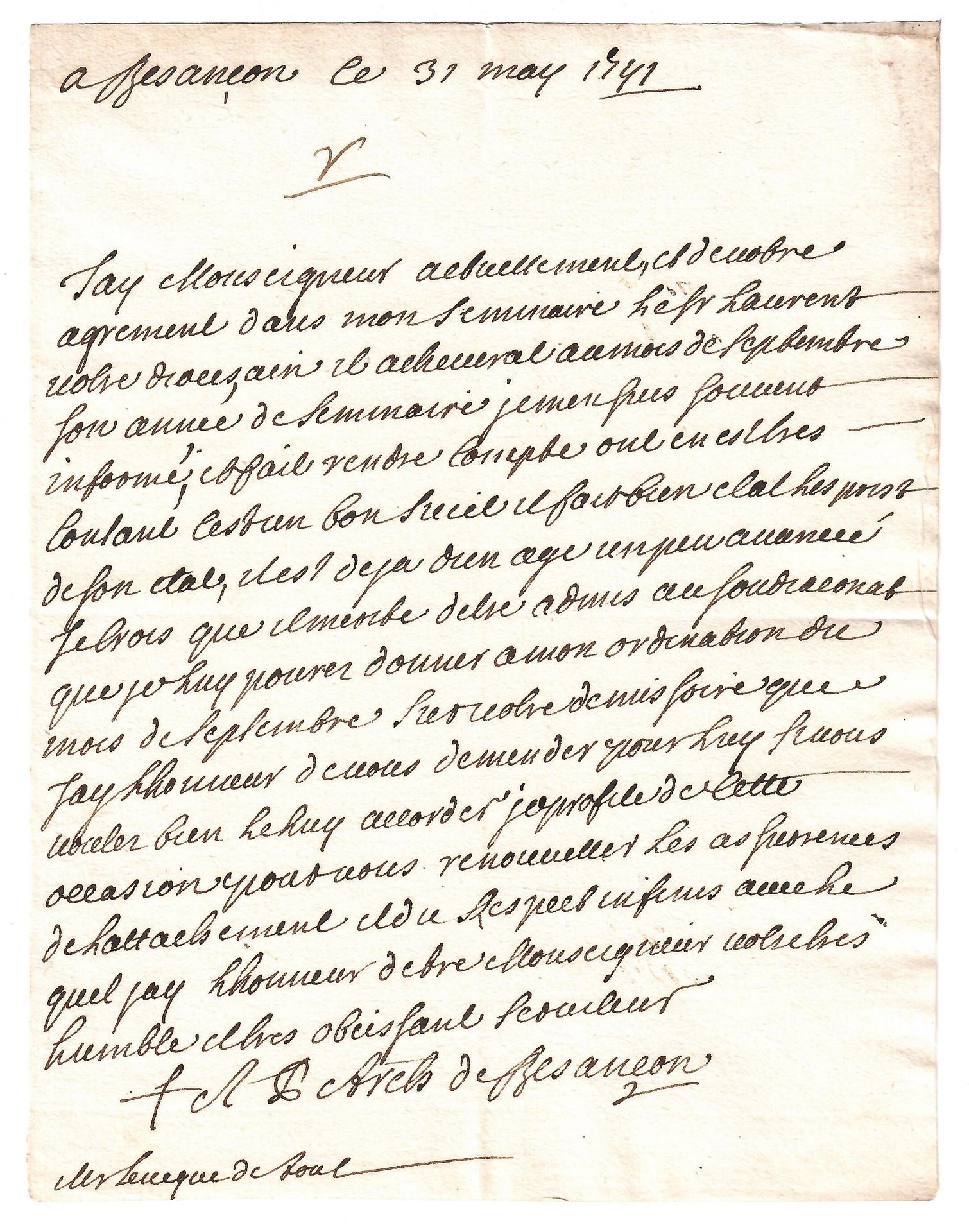 Null 安托万-皮埃尔二世-德-格拉蒙（1685-1754），1735年至1754年担任贝桑松大主教。贝桑松大主教的2封A.S.信（25），致图尔主教（54）&hellip;