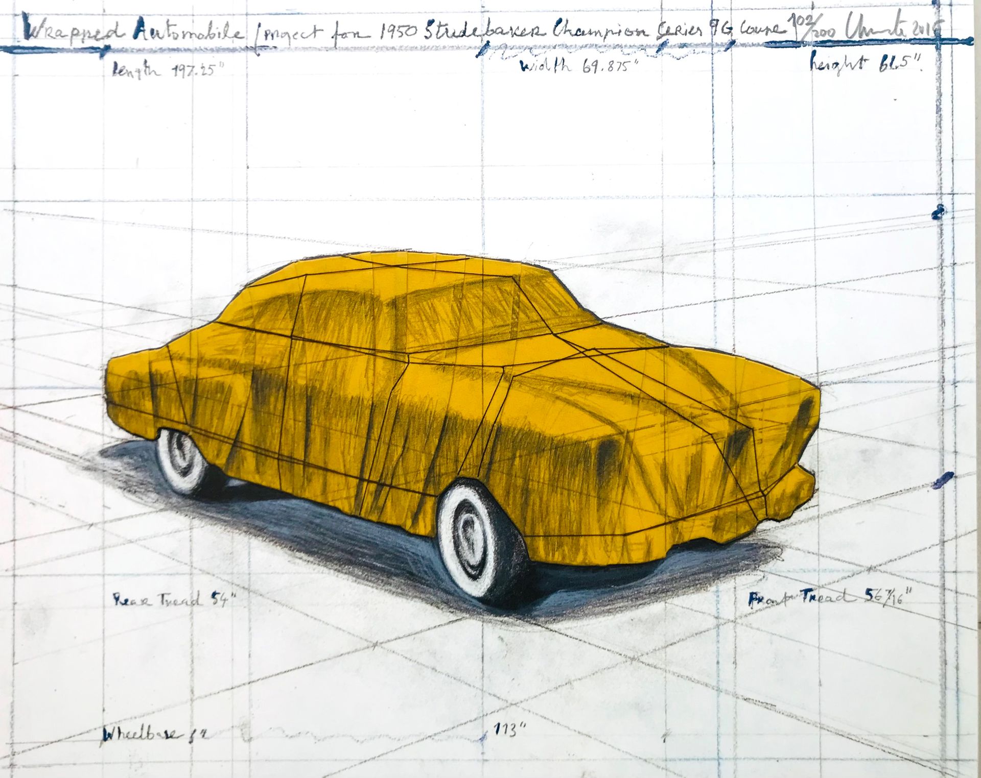 CHRISTO Javacheff (1935-2020) Verpacktes Automobil (Entwurf für einen 1950 Stude&hellip;