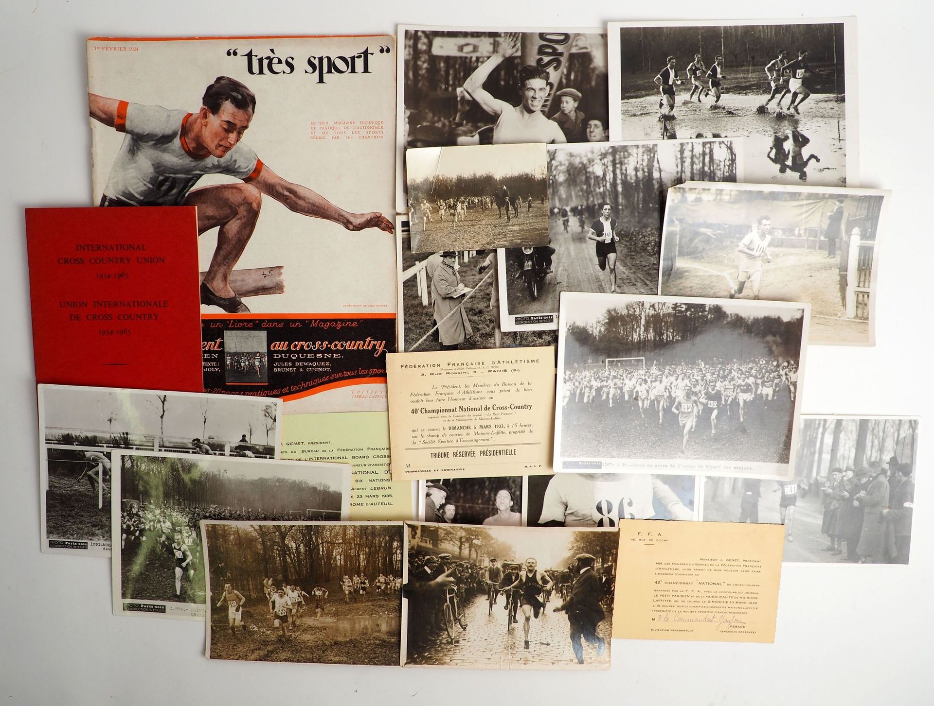 Null 运动会/越野赛/全国/国际。1924年至1965年的20份文件：a) 一套15张新闻照片（巴黎-苏尔，普雷斯蒂-韦洛），其中有范伦斯特、埃尔-加齐（2&hellip;