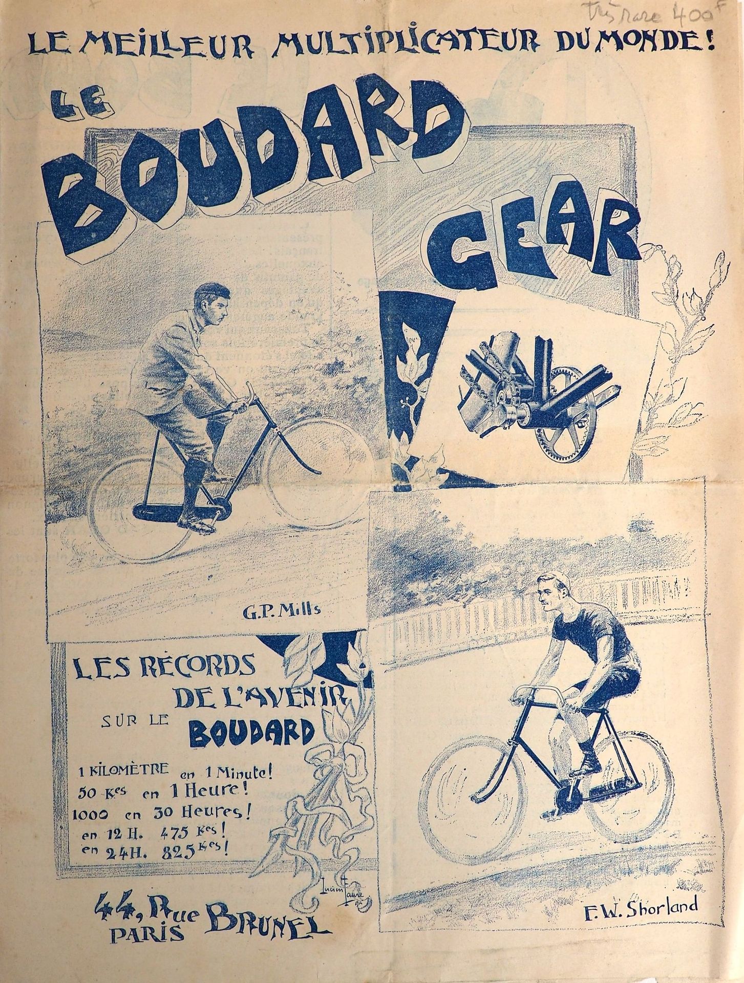 Null Cycling/Mills/Oxborrow/Huret. Four-page illustrated flyer for the Boudard G&hellip;
