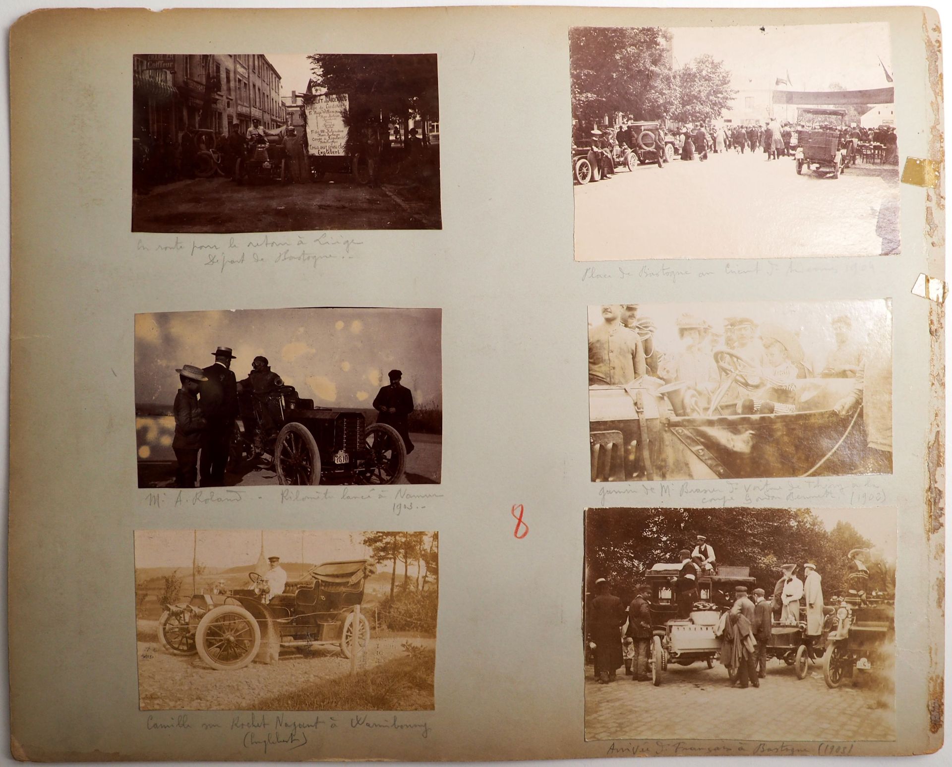 Null 汽车/史前史/阿登纳/加布里埃尔/达拉克。一套11张原始照片（私人的？），双面粘贴在1904-1906年的大型汽车比赛上。我们在哪里可以找到1906年&hellip;