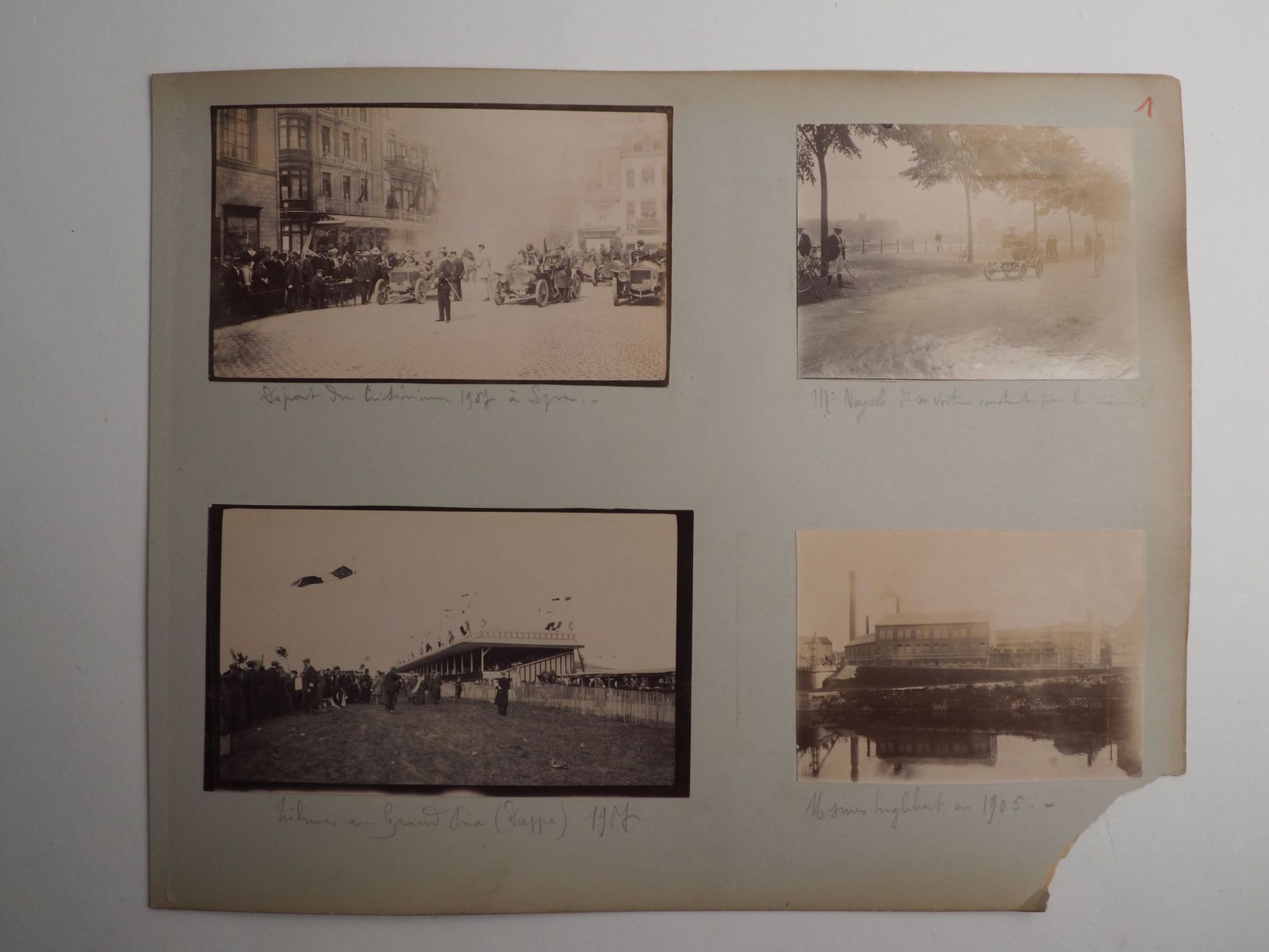 Null 汽车/史前/ieppe/Liedekerke/Spa/Nagels.一套6张双面胶合的原始照片（由私人拍摄），从1905年的Englebert工厂到1&hellip;